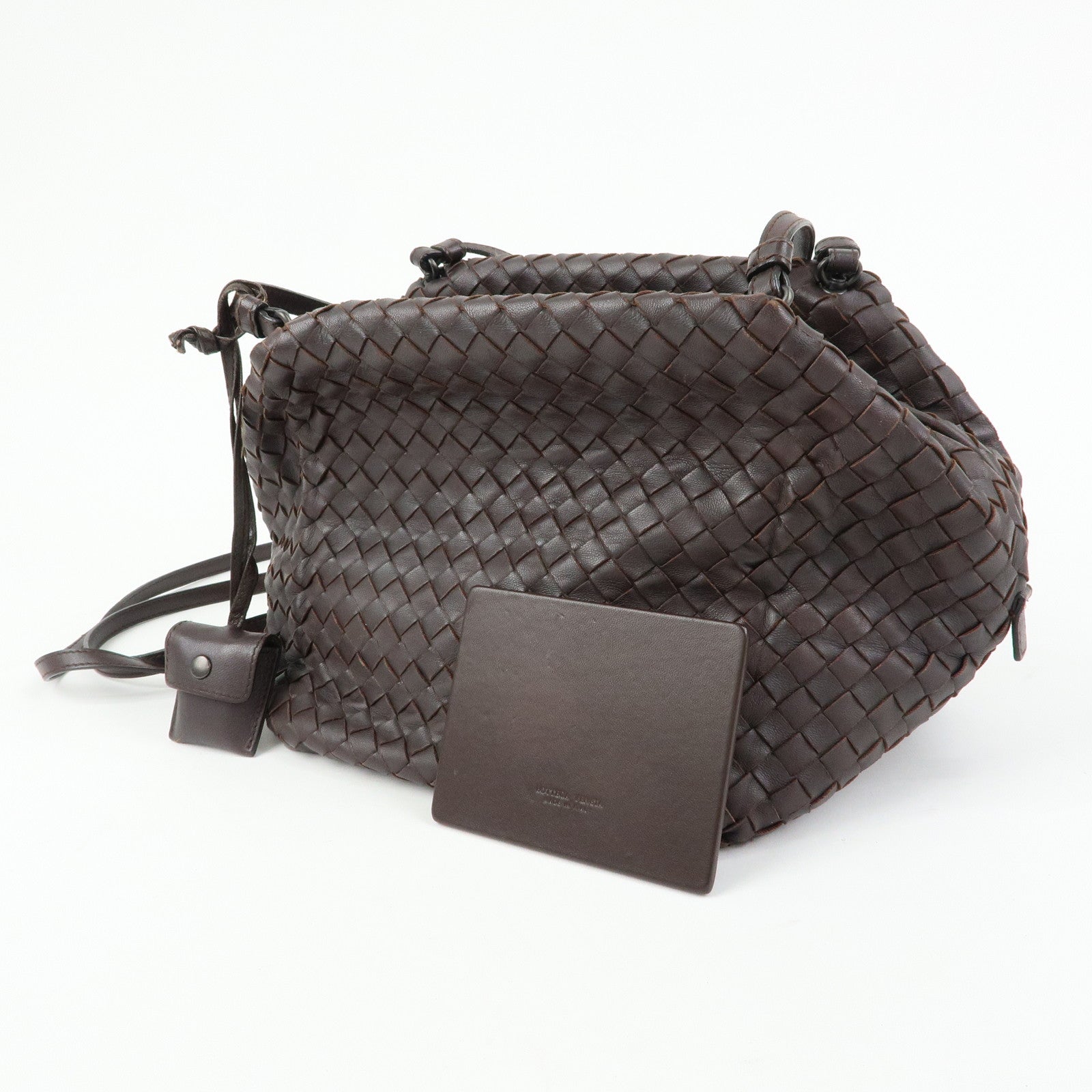 BOTTEGA VENETA Intrecciato Leather Shoulder Bag Brown 255693