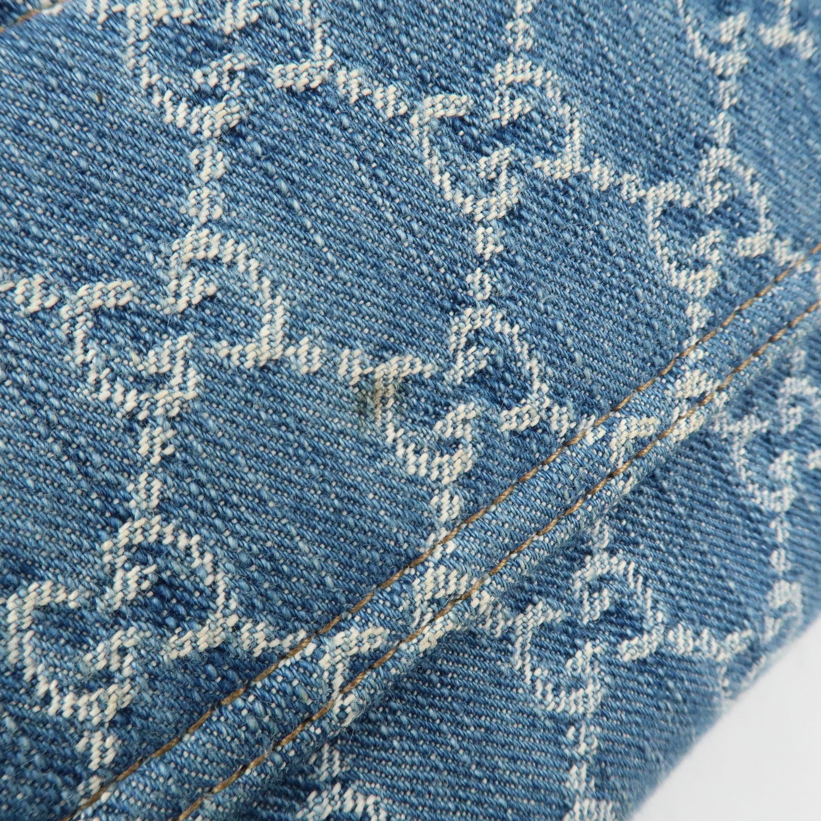 GUCCI Sukey GG Denim Leather Tote Bag Hand Bag Blue Brown 211944