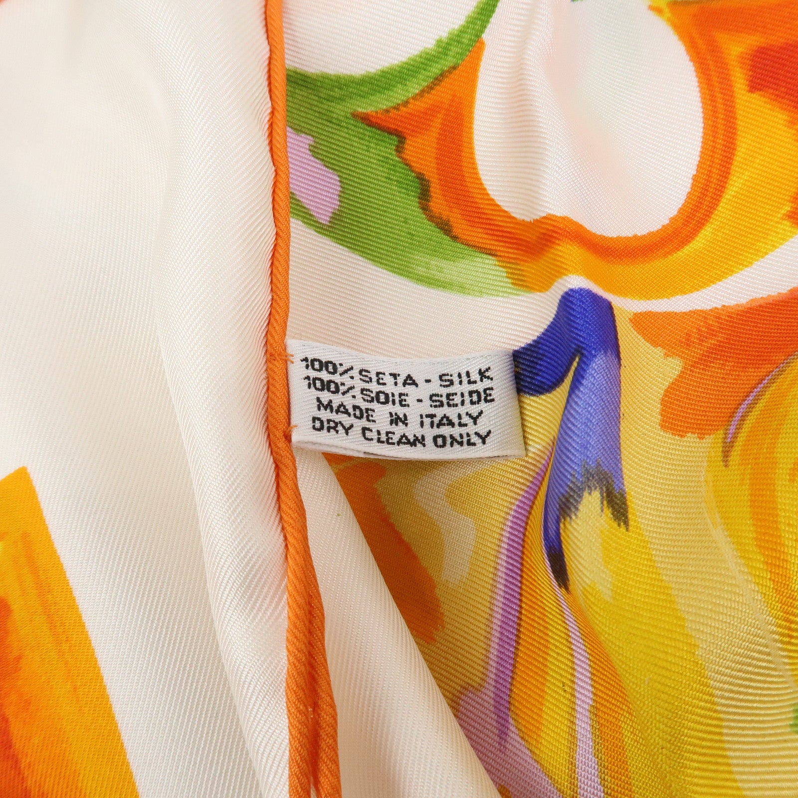 Louis Vuitton Monogram Silk 100％ Scarf White Orange Watercolor