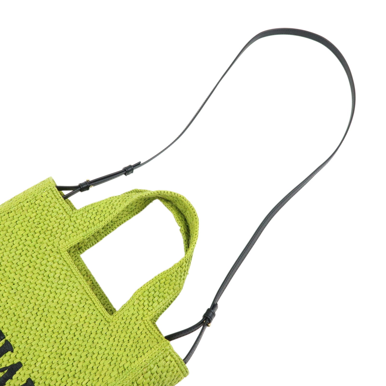 LOEWE Font Tote Bag Raffia Leather 2Way Shoulder Bag Green
