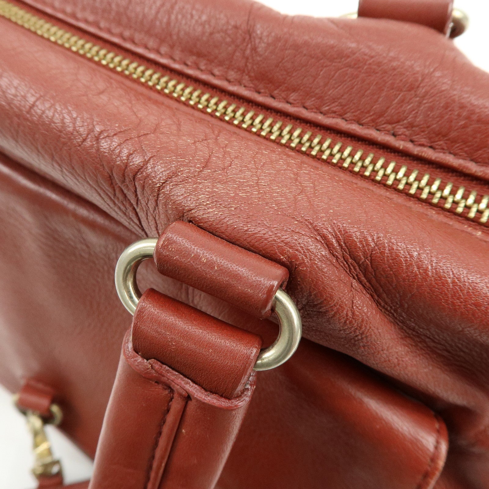 Chloe See by Chloe Leather Shoulder Bag Hand Bag Tassel Red