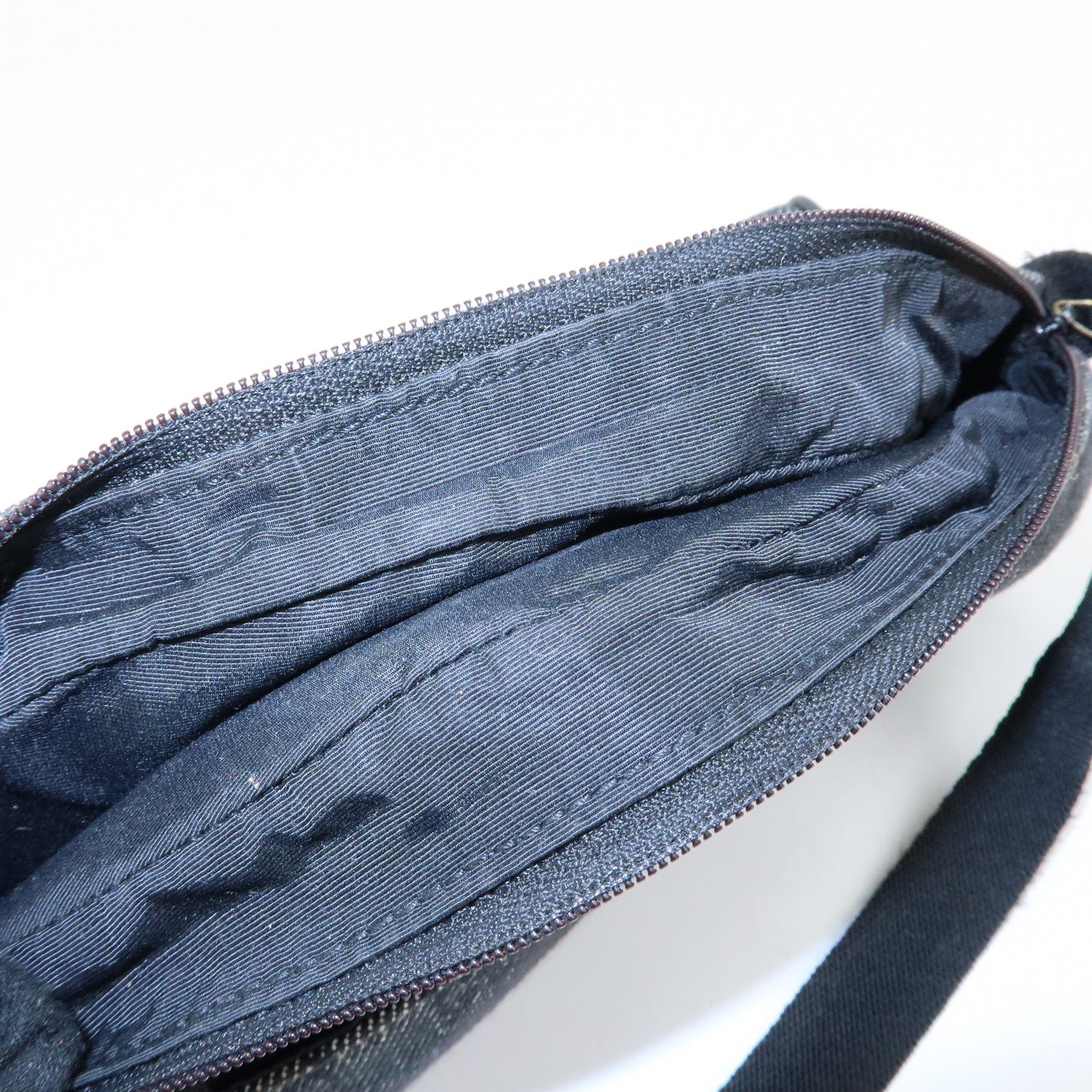 GUCCI Half Moon GG Denim Shoulder Bag Hand Bag Black 90781