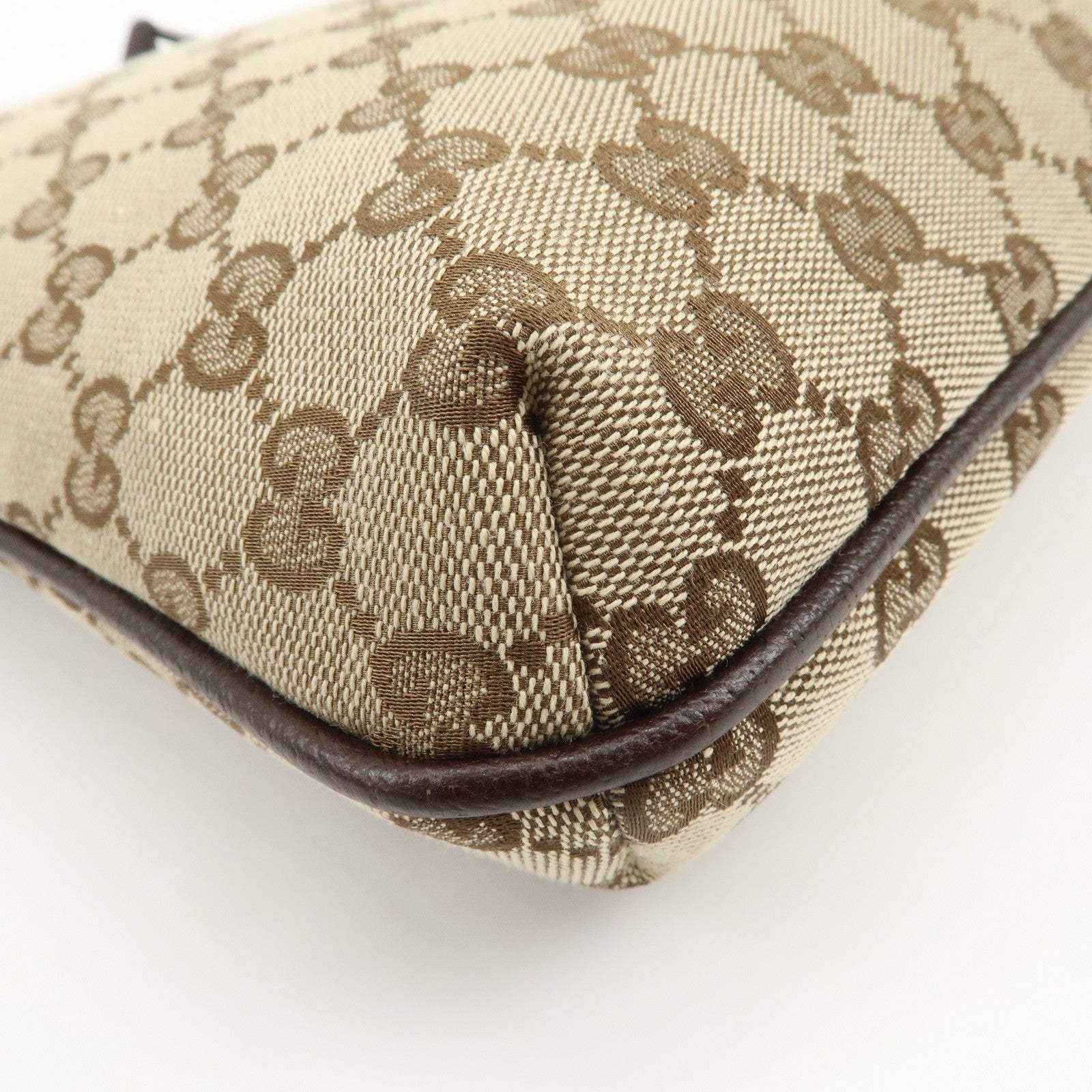 GUCCI GG Canvas Leather Shoulder Bag Crossbody Bag Beige 122793