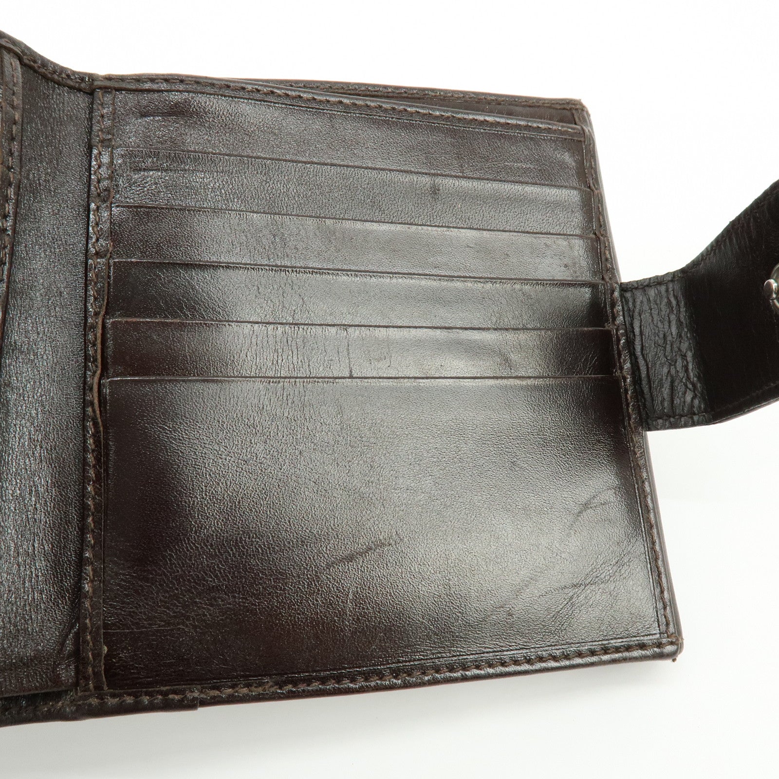 FENDI Zucca Canvas Leather Bi-fold Wallet Brown Black 01695