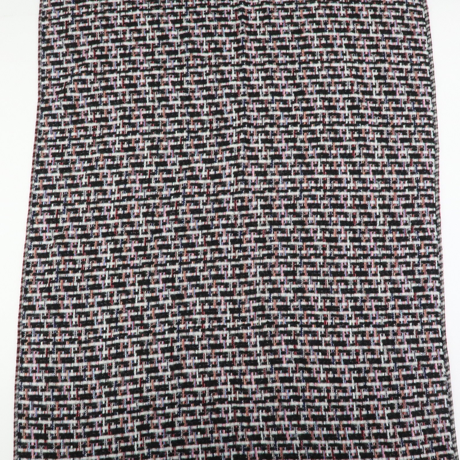 CHANEL COCO Mark Cashmere Silk Scarf Multicolor Black White