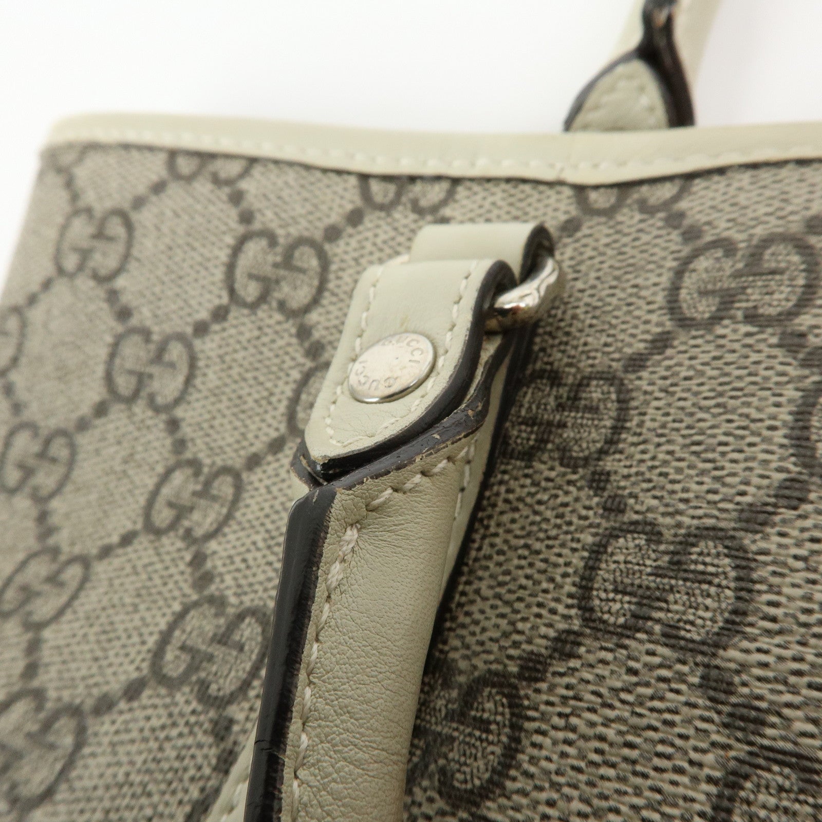 GUCCI GG Supreme Leather Tote Bag Hand Bag Beige 297557