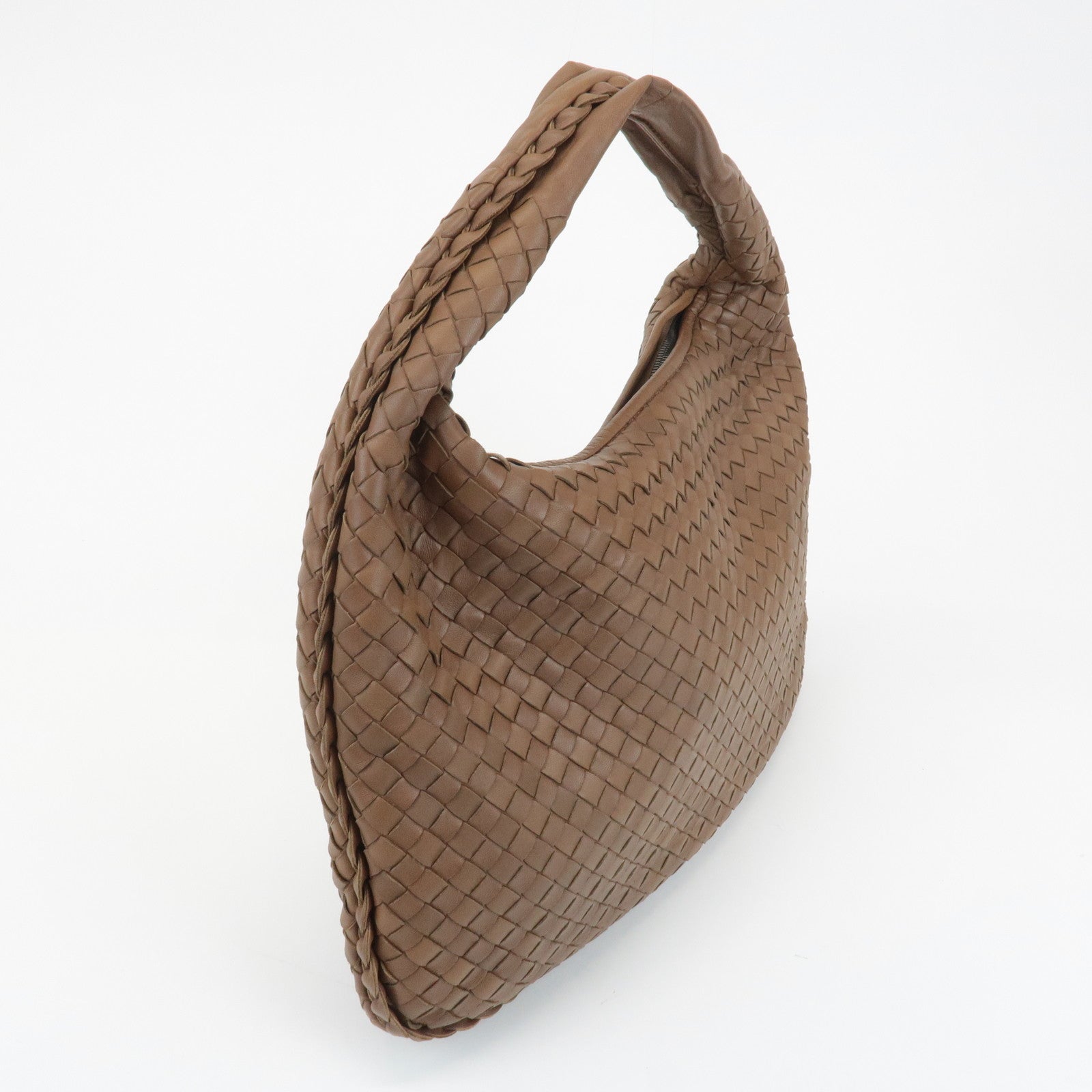 BOTTEGA VENETA Hobo Intrecciato Leather Shoulder Bag Brown 115653 Used