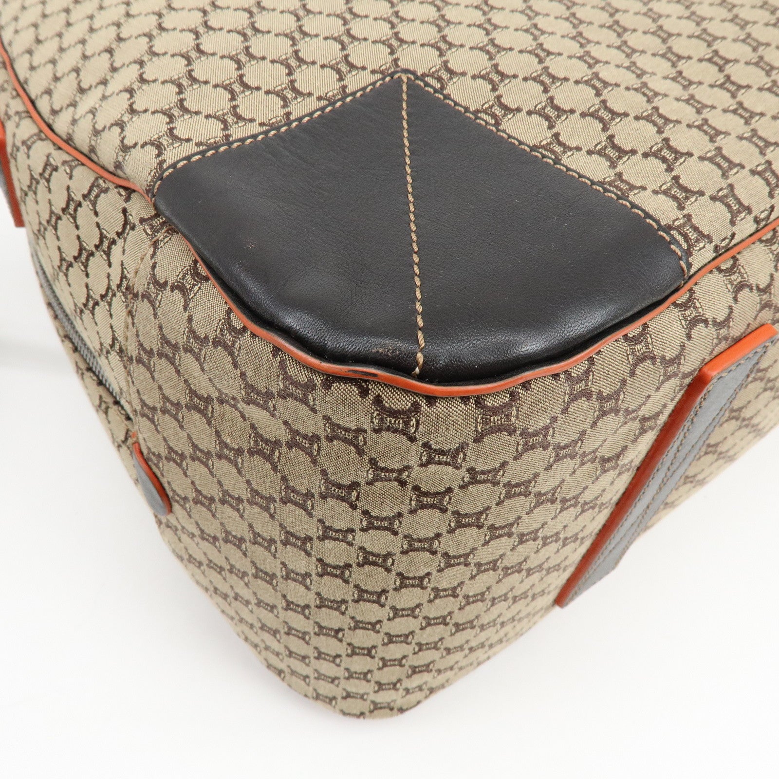 CELINE Macadam Canvas Leather 2Way Bag Boston Bag Brown