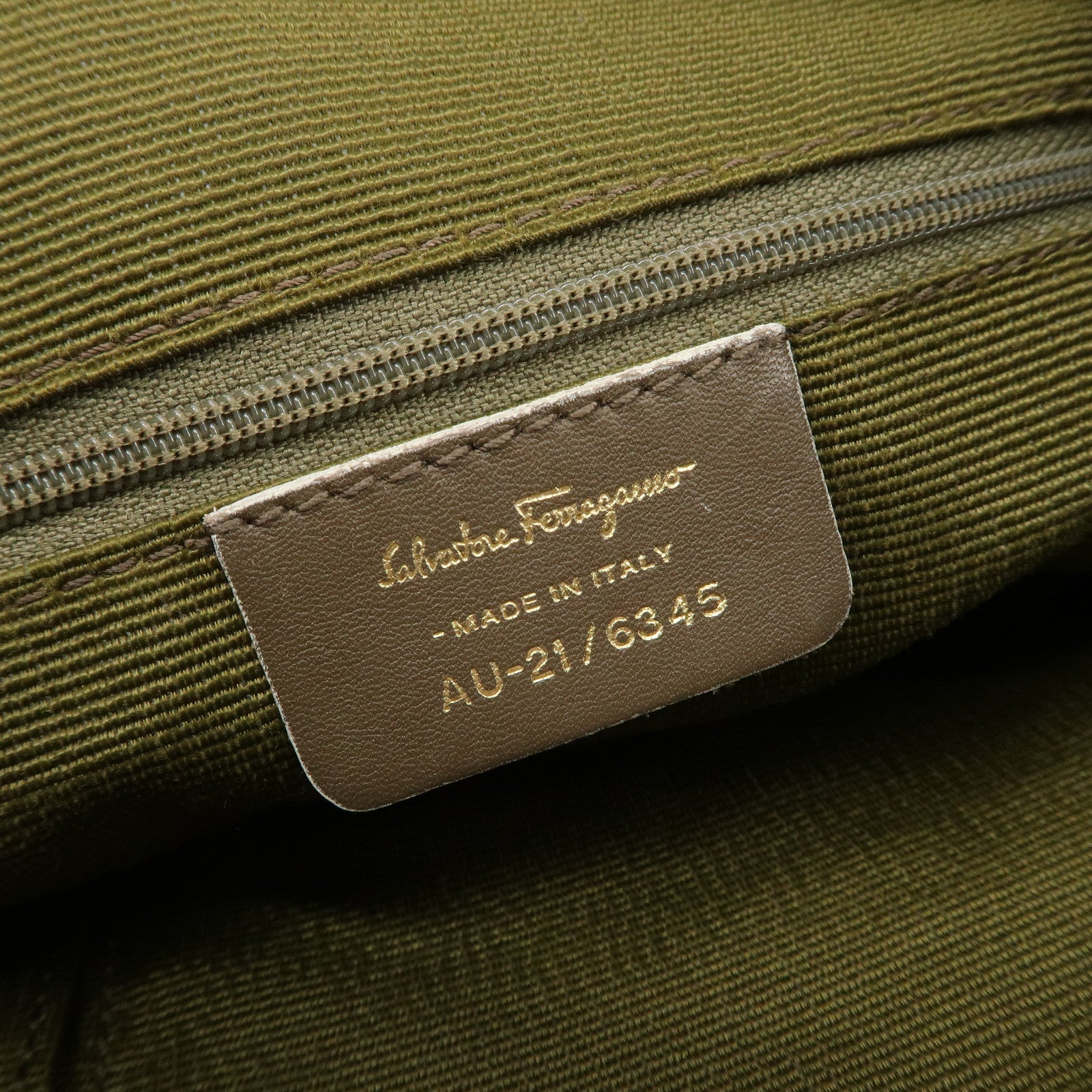 Ferragamo Gancini Canvas Leather Shoulder Bag Tote Bag Brown