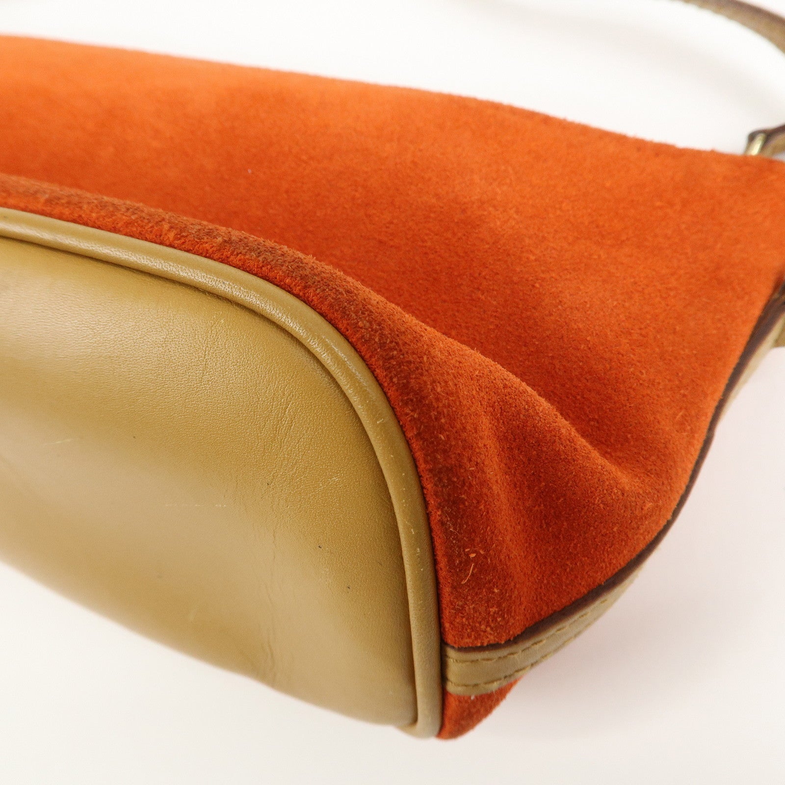 GUCCI Suede Leather Accessory Pouch Hand Bag Orange 039.1103