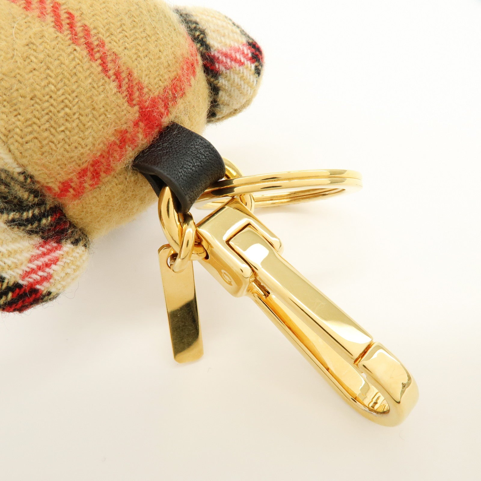 BURBERRY Thomas Bear Cashmere Leather Bag Charm Key Holder Brown