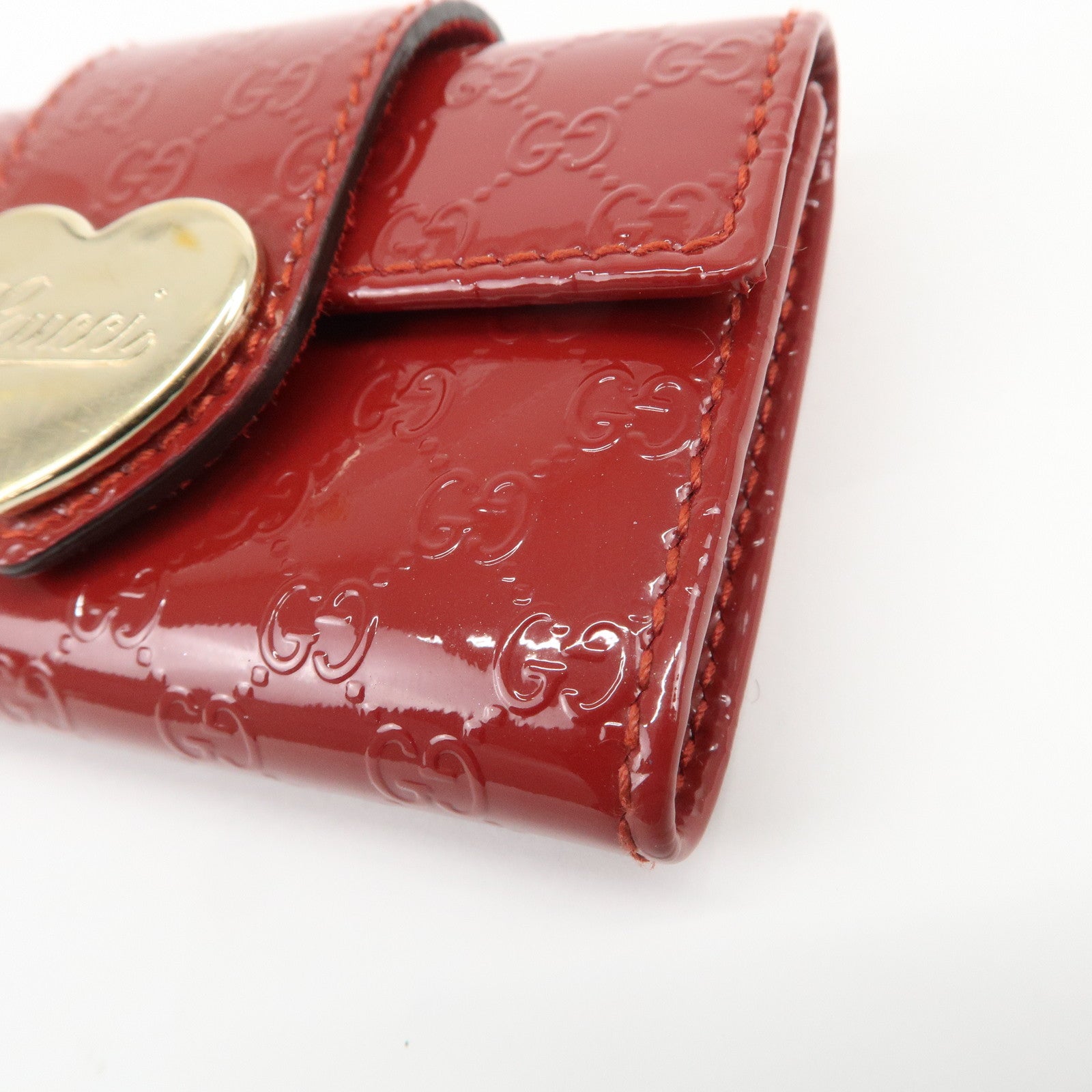 GUCCI Micro Guccissima Patent Leather 6 Ring Key Case Red 203551