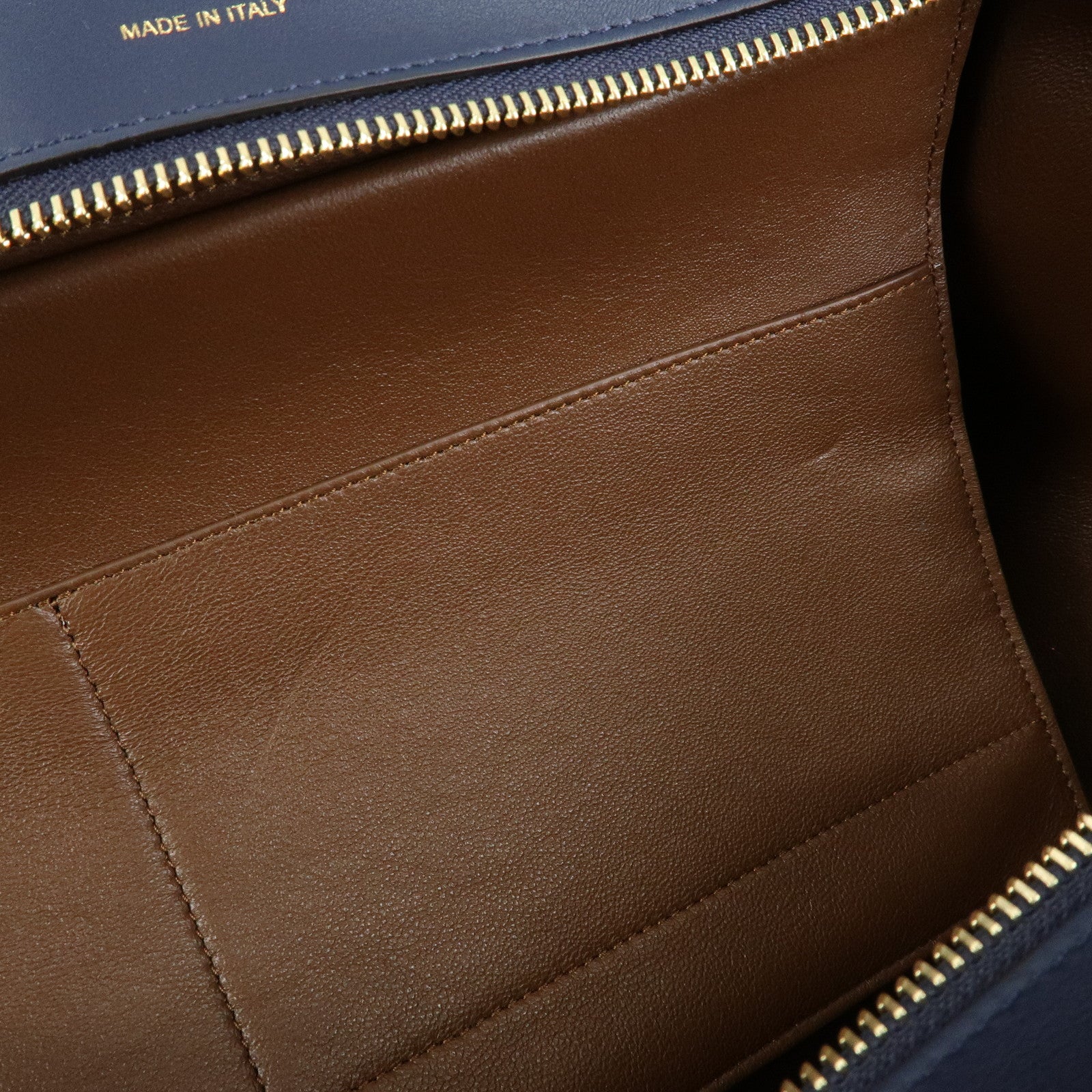 CELINE Leather Suede 2Way Bag Hand Bag Shoulder Bag Navy