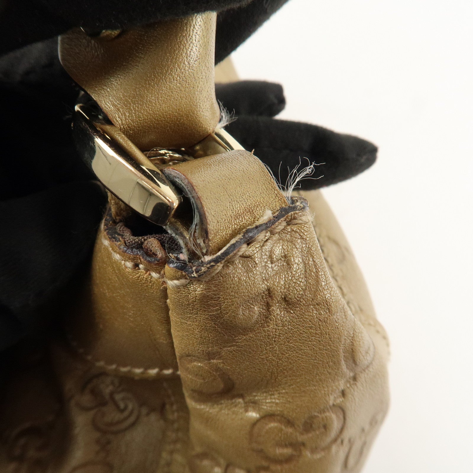 GUCCI Abbey Guccissima Leather Shoulder Bag Hand Bag Gold 190525 Used