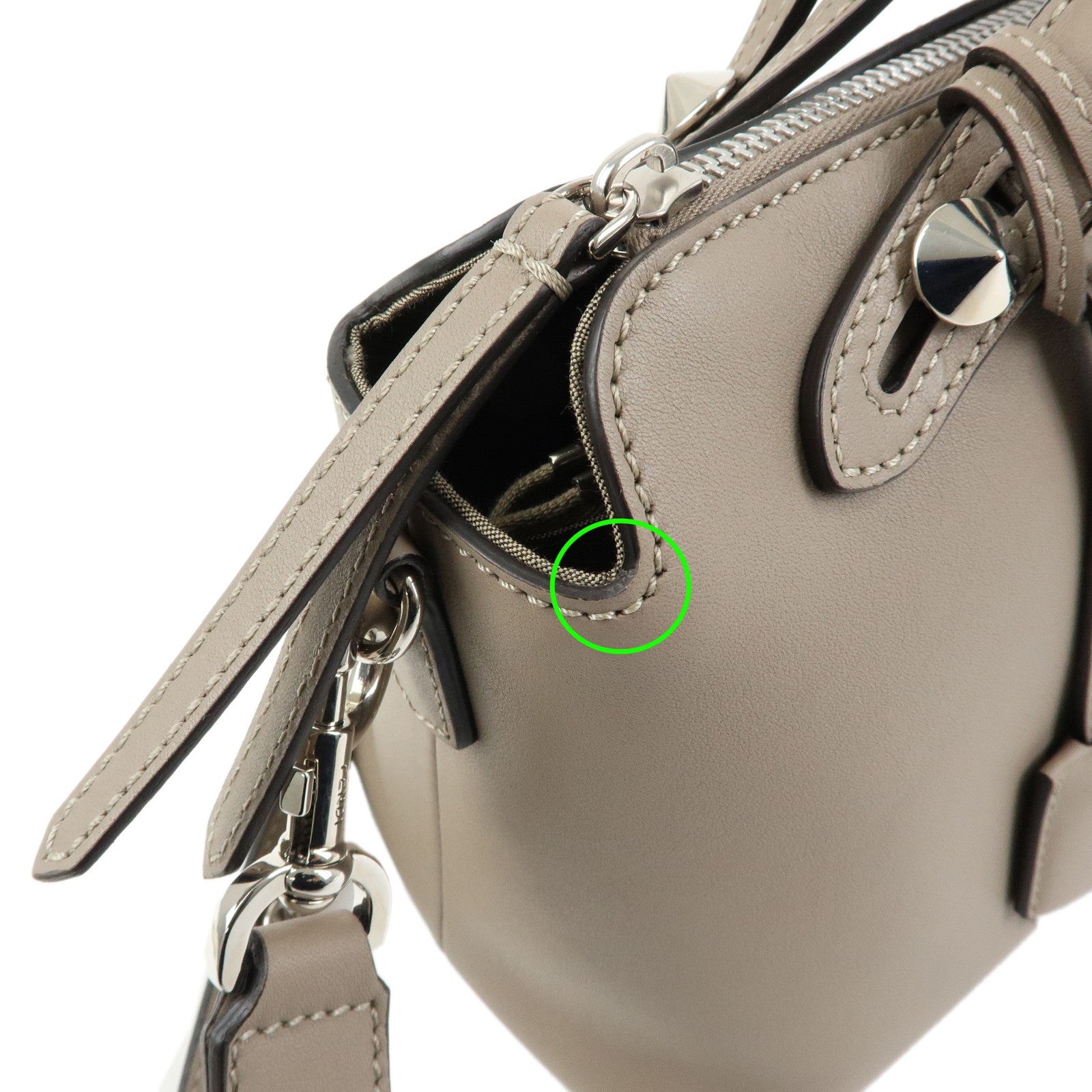 FENDI BY THE WAY Medium Leather 2Way Hand Bag Greige 8BL124