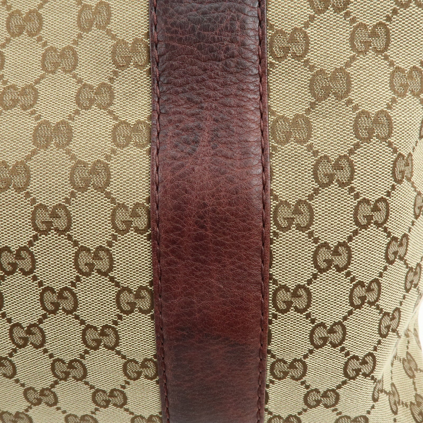 GUCCI Bamboo GG Canvas Leather Tote Hand Bag Beige Purple 232947