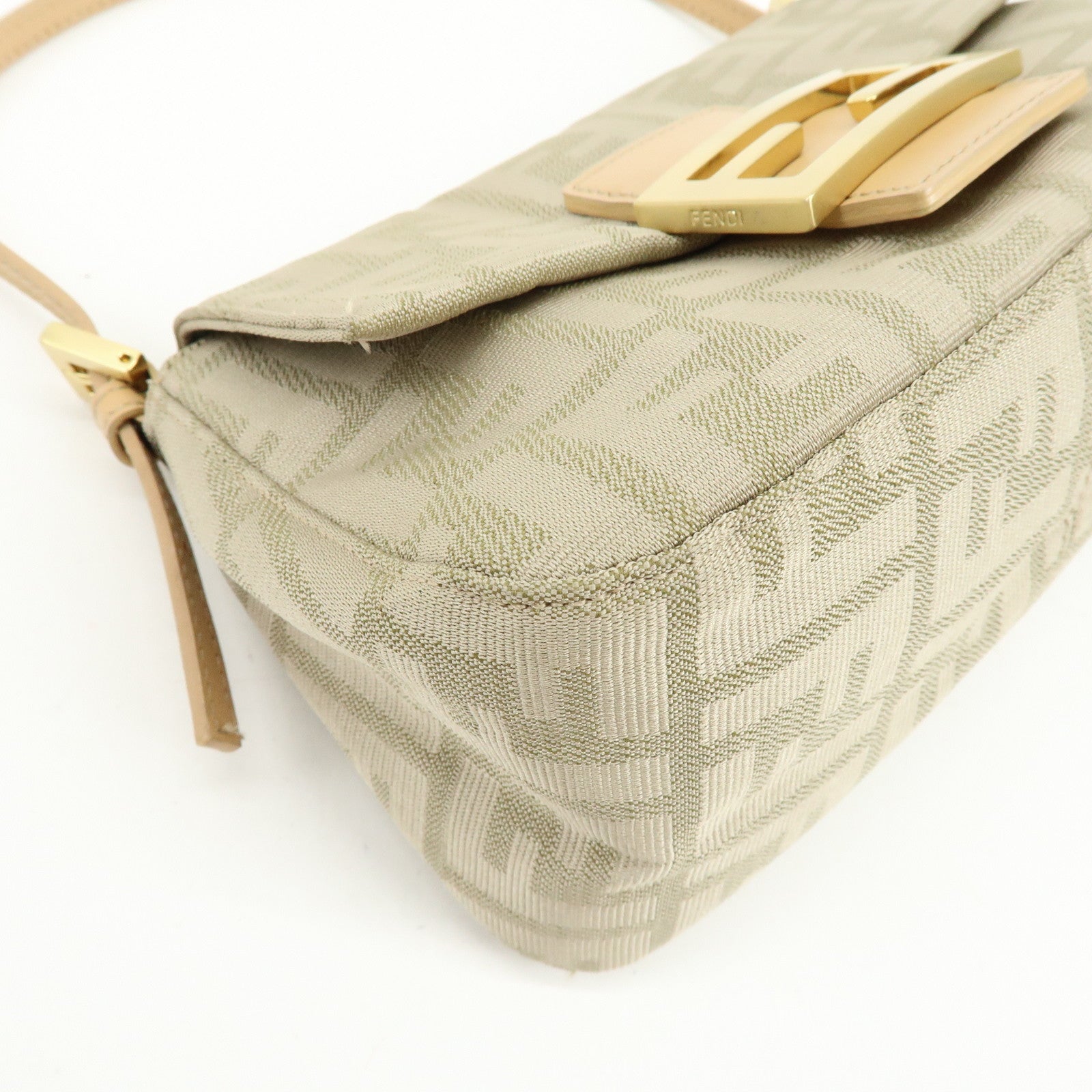 FENDI Zucca Canvas Leather Hand Bag Beige 8BR180