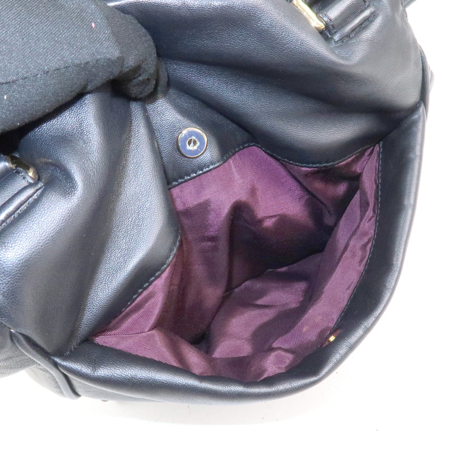 LOEWE Anagram Nappa Leather Hand Bag Drawstring Bag Black