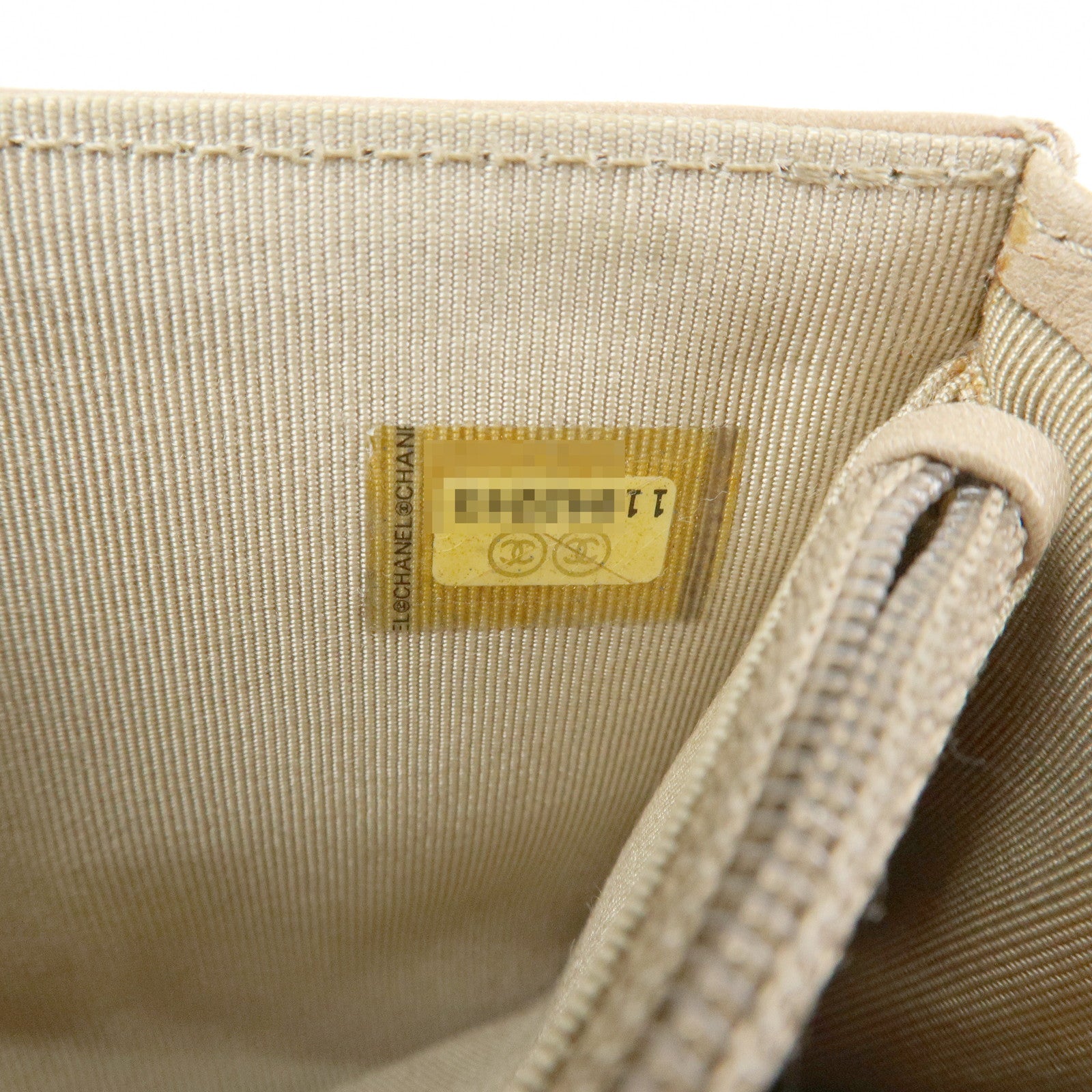 CHANEL Icon Line Unborn Calf Leather Patchwork Compact Wallet Beige