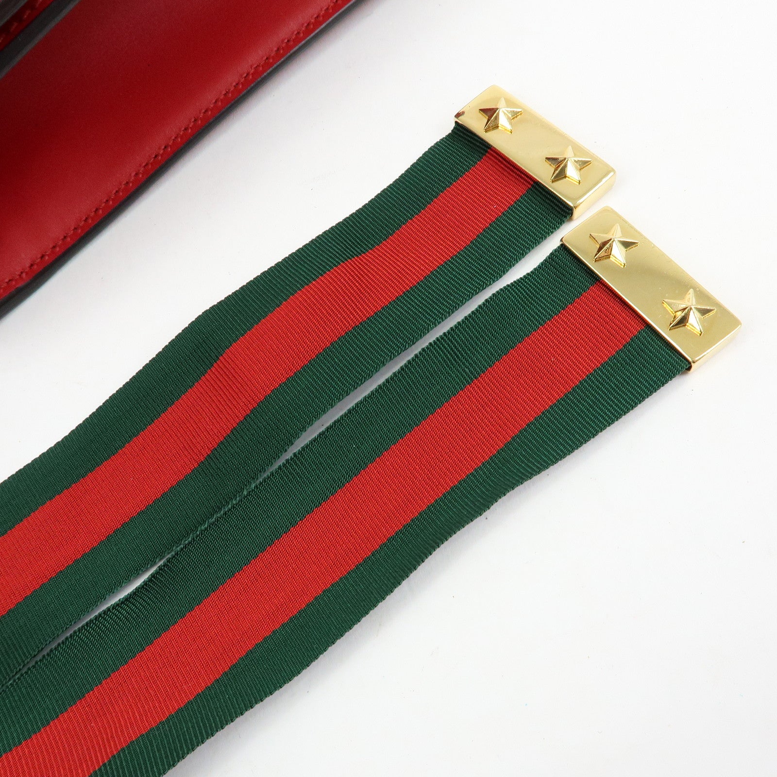 GUCCI Sylvie Sherry Leather Shoulder Bag Red Ribbon Red 421882