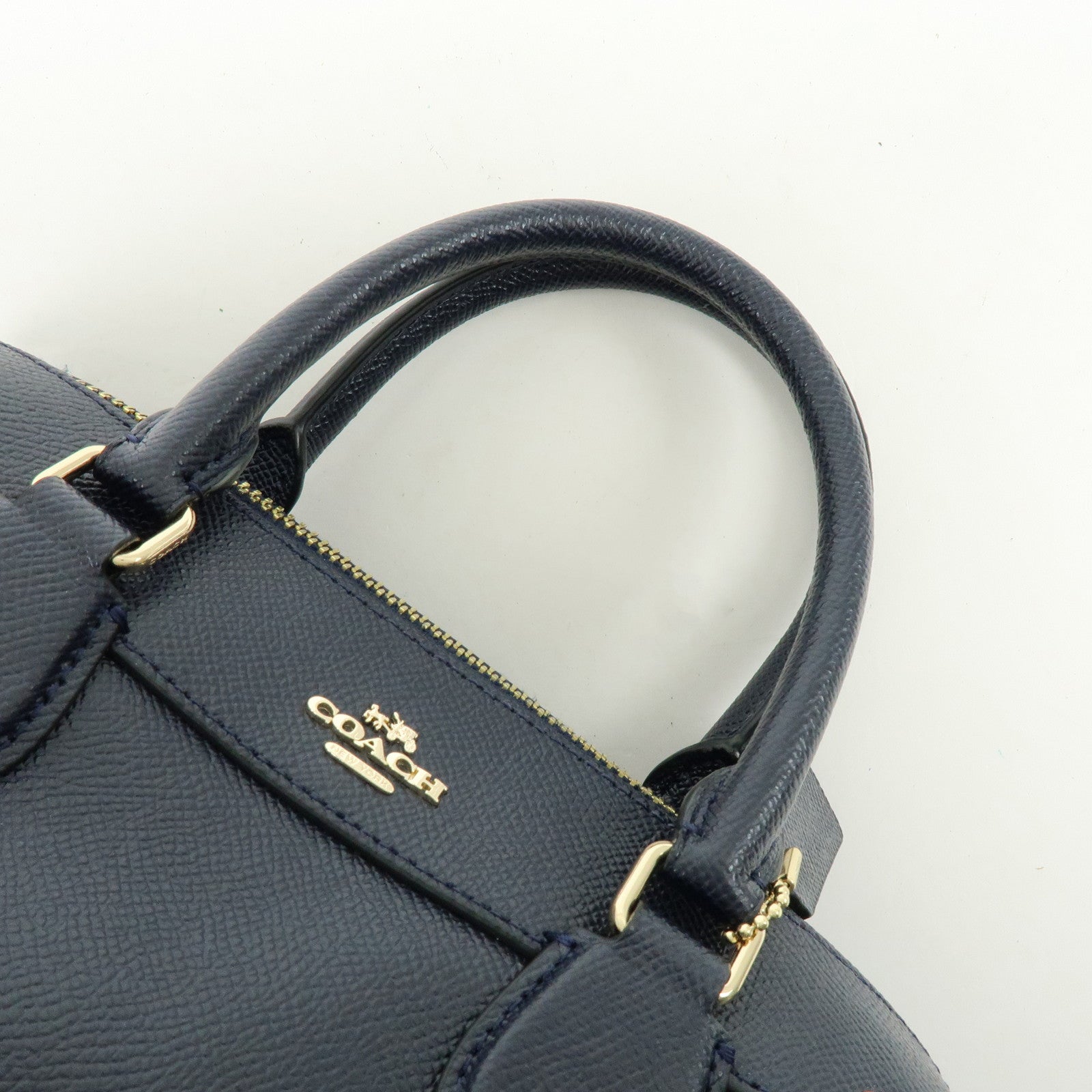COACH Leather 2Way Shoulder Bag Hand Bag Navy