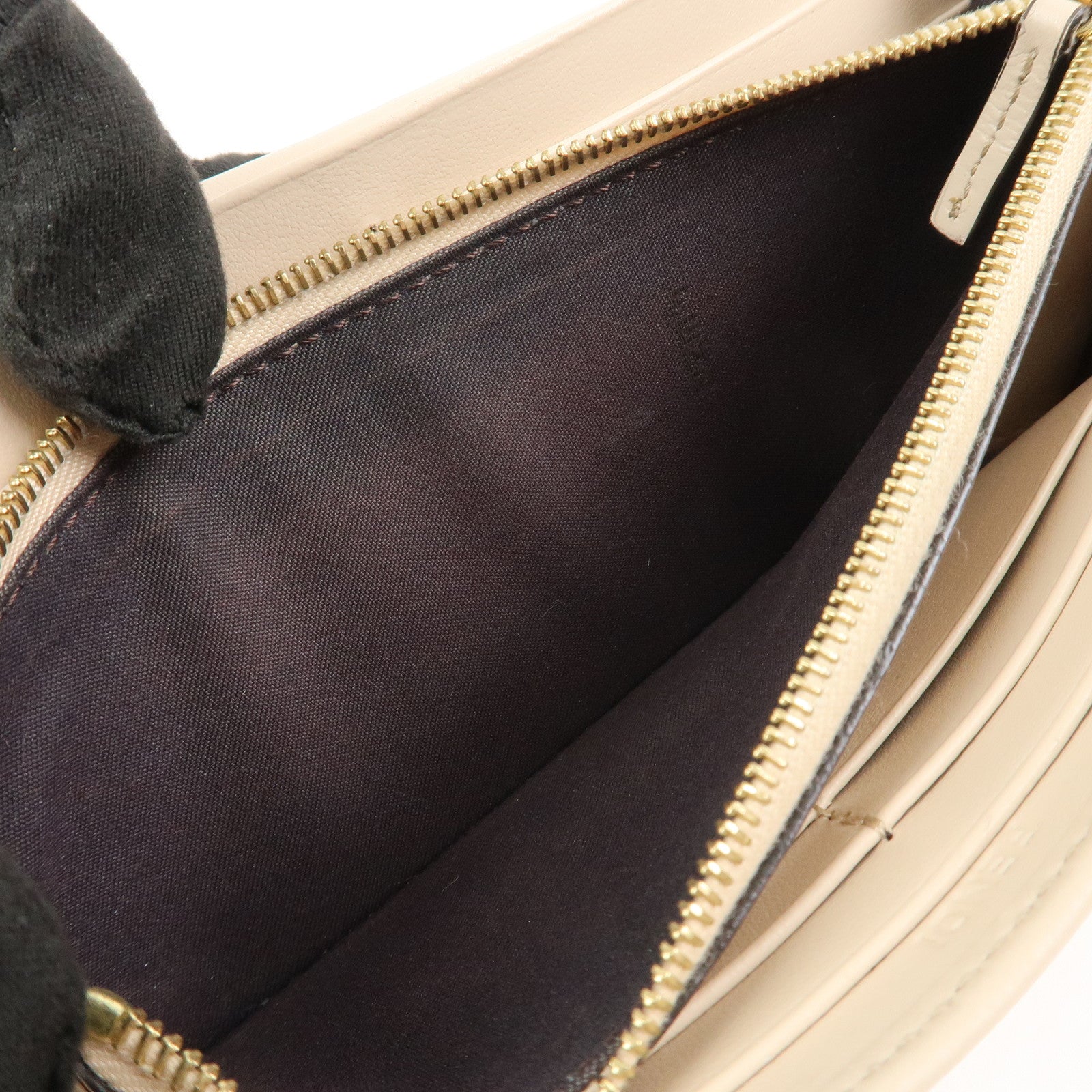 FENDI Logo Leather Flap Continental Long Wallet Beige 8M0251