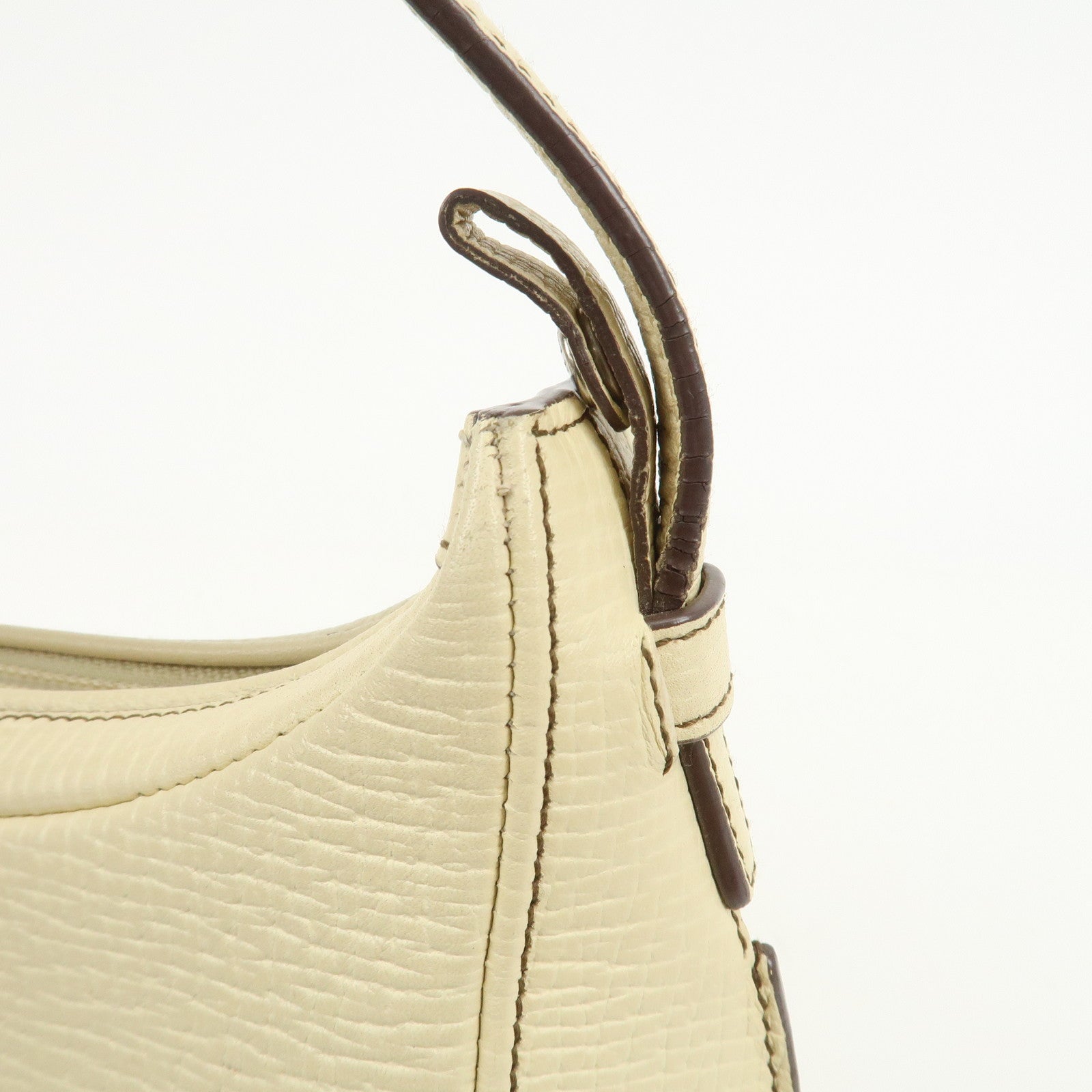 LOEWE Embossed Leather Shoulder Bag Hand Bag Ivory