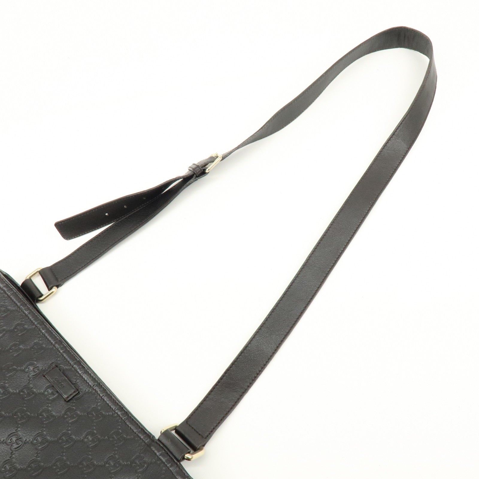 GUCCI Guccissima Leather Shoulder Bag Crossbody Bag Dark Brown