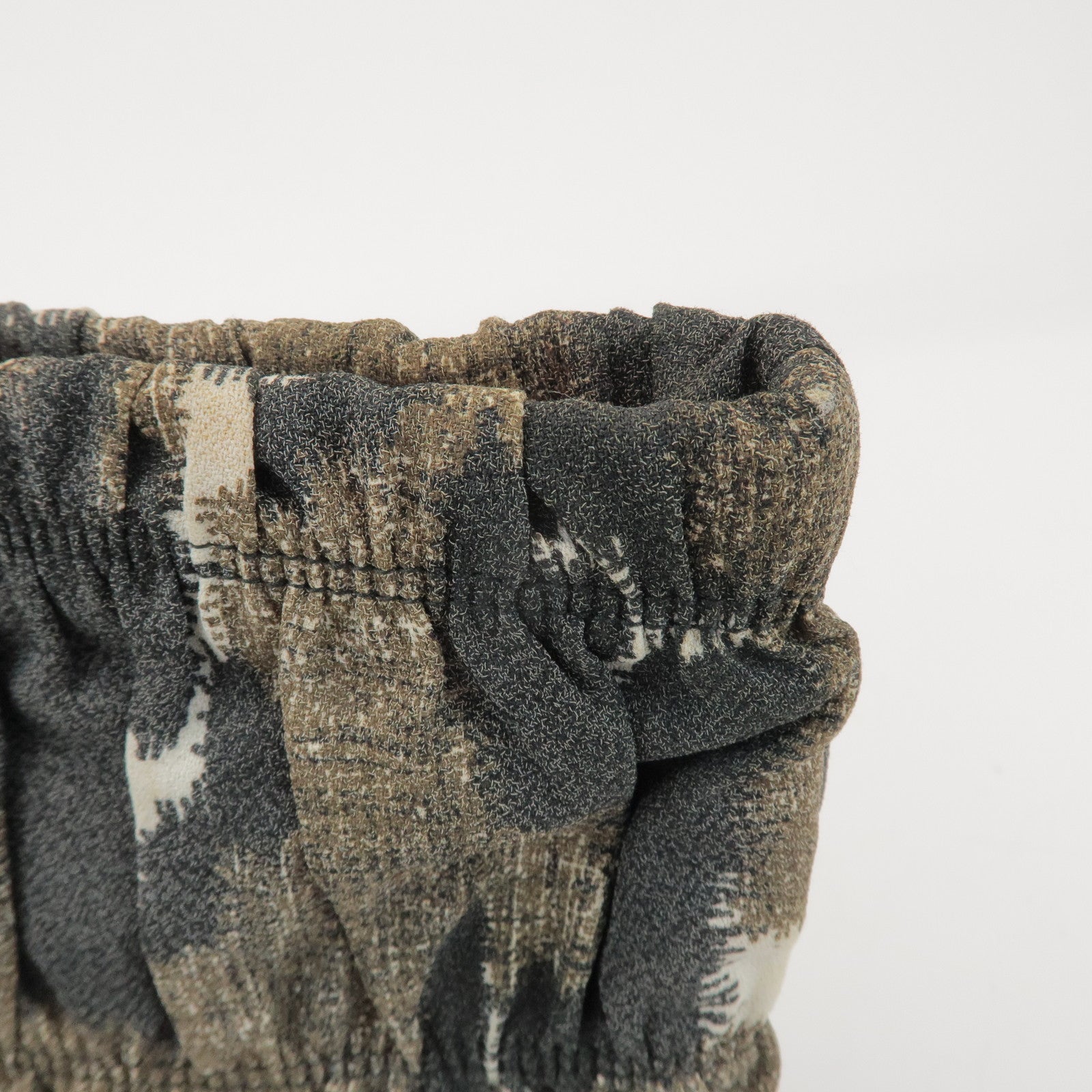 PRADA Logo Canvas Camouflage Gathered Design Clutch Bag Khaki Black