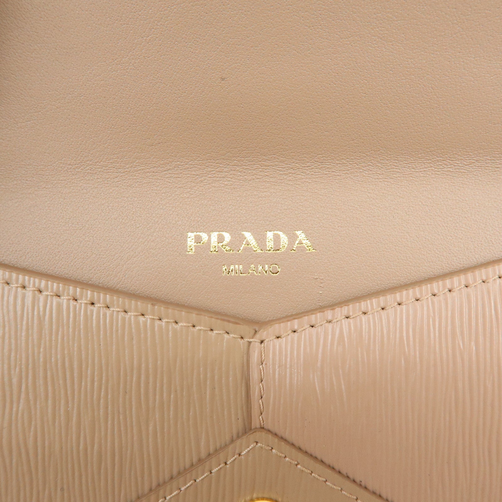 PRADA Envelope Vitello Move Leather Long Wallet Beige 1MF175