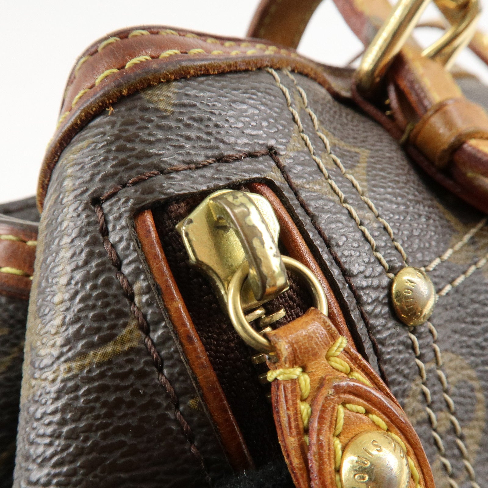 Louis Vuitton Monogram Canvas Rivet Hand Bag Shoulder Bag M40140 Used