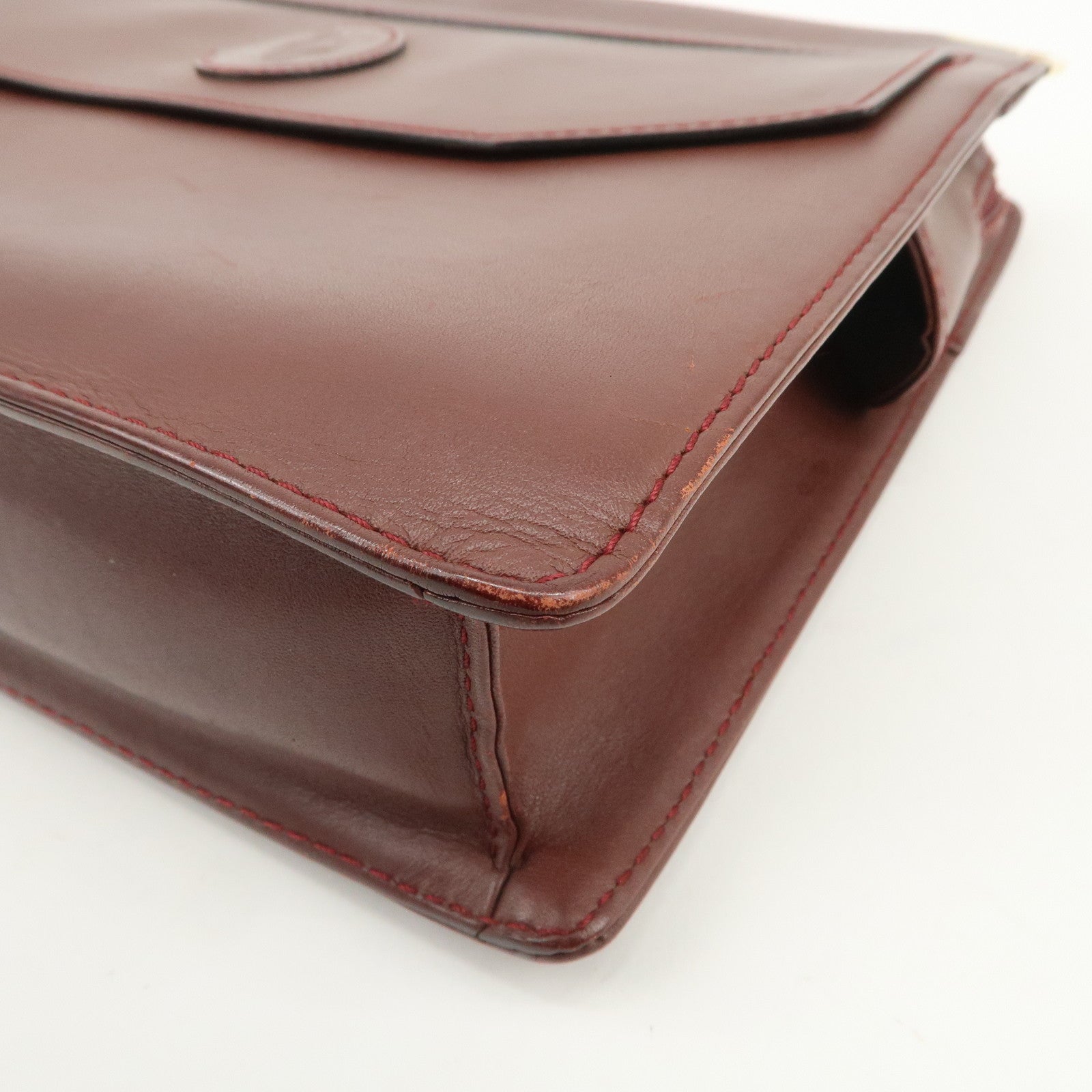 Cartier Must Line Leather Clutch Bag Pouch Bordeaux