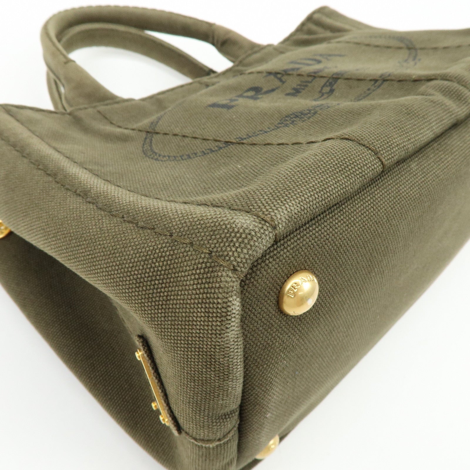 PRADA Triangle Log Canapa Mini 2Way Hand Shoulder Bag Khaki B2439G