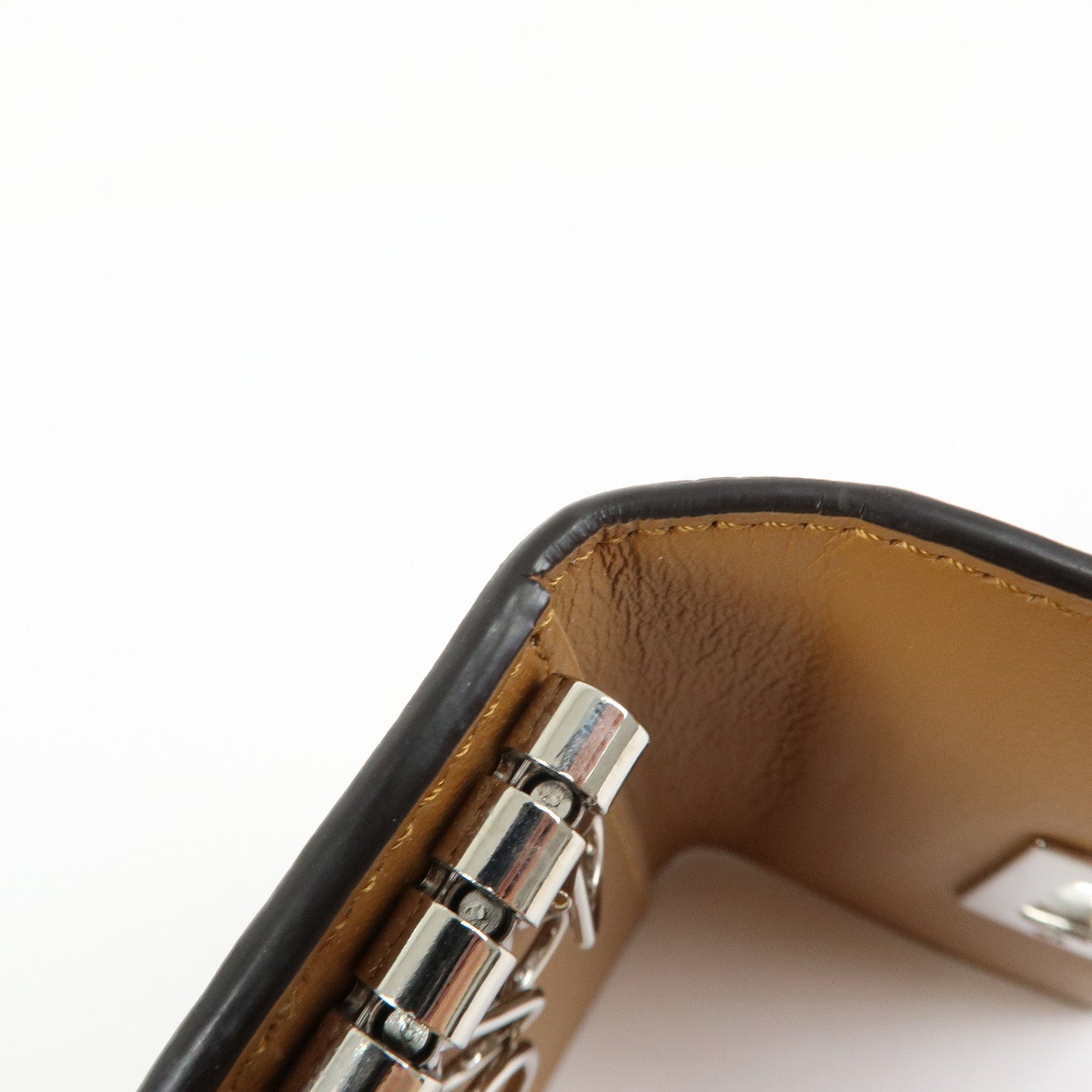 FENDI Peekaboo Leather Key Case Key Holder Brown 8AP159