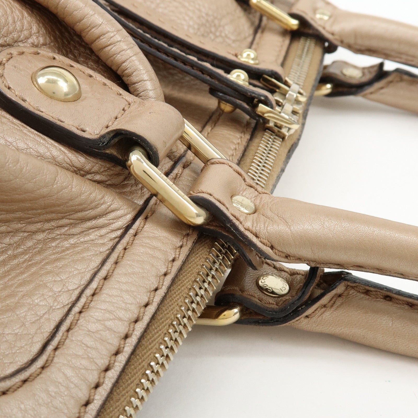 GUCCI Sukey Interlocking G Leather 2Way Bag Champagne Gold 247902