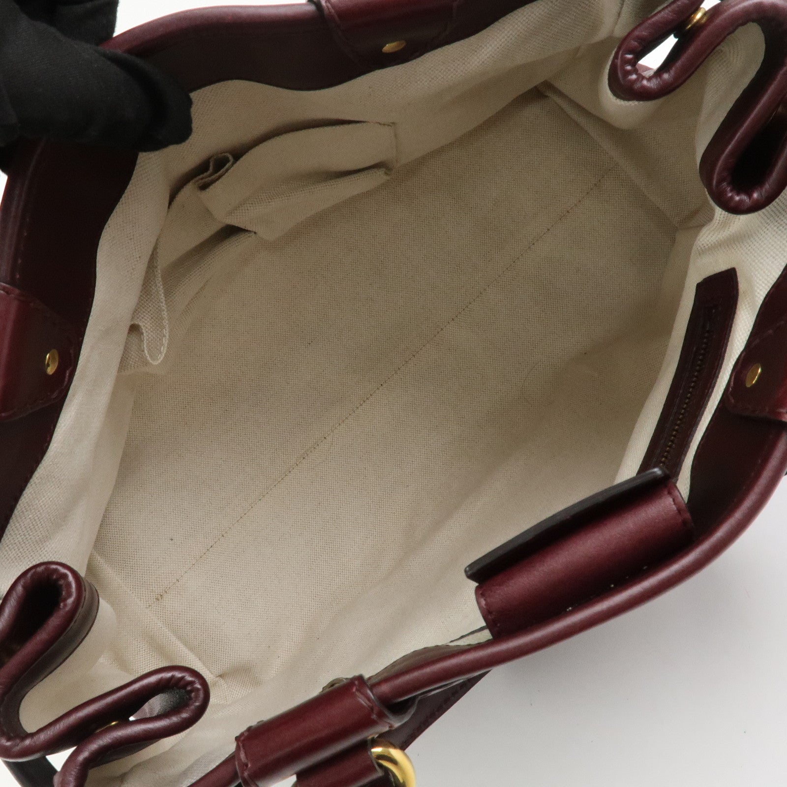 GUCCI GG Running Leather Tote Bag Hand Bag Wine Red 247183