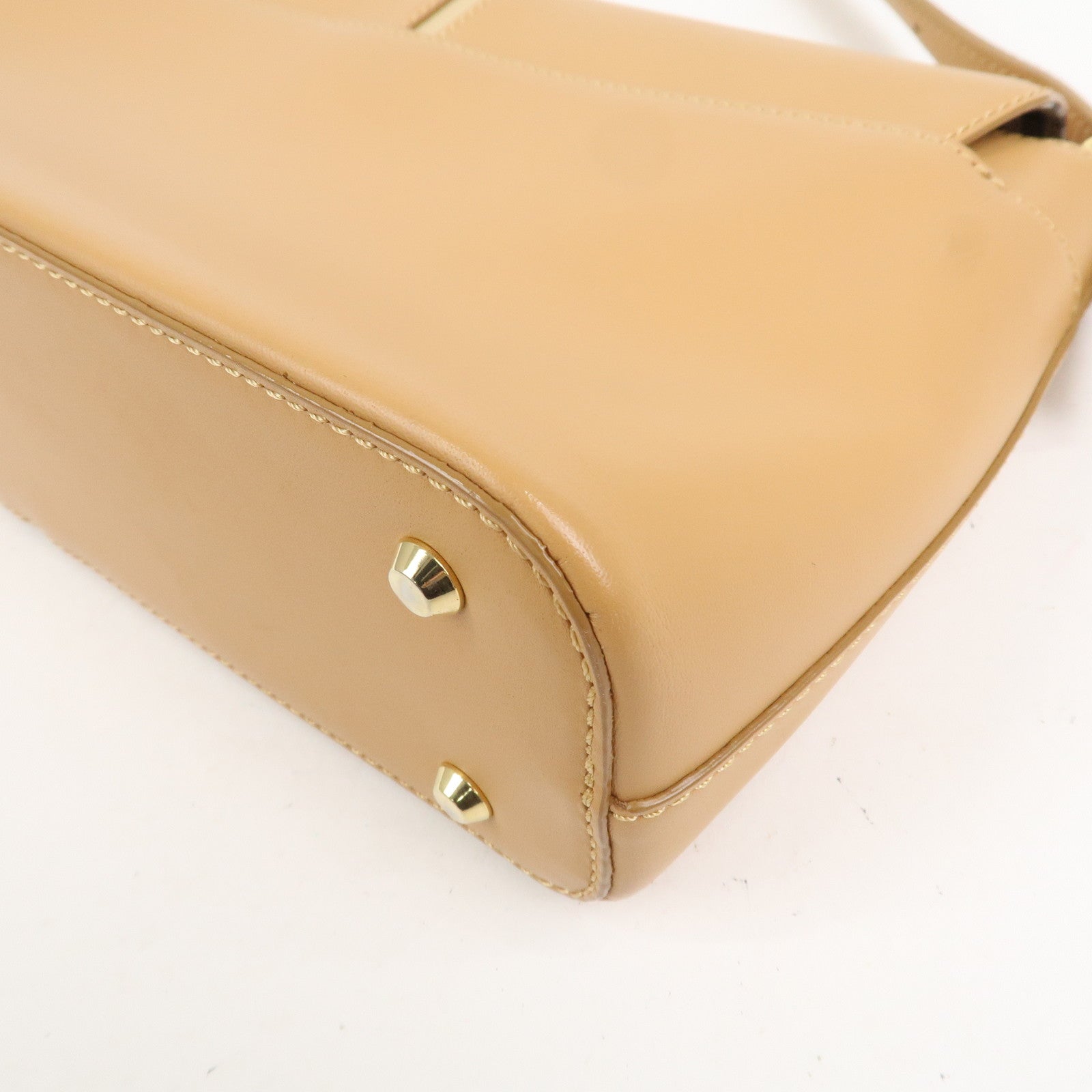 BURBERRY Leather Shoulder Bag Hand Bag Beige Gold HDW