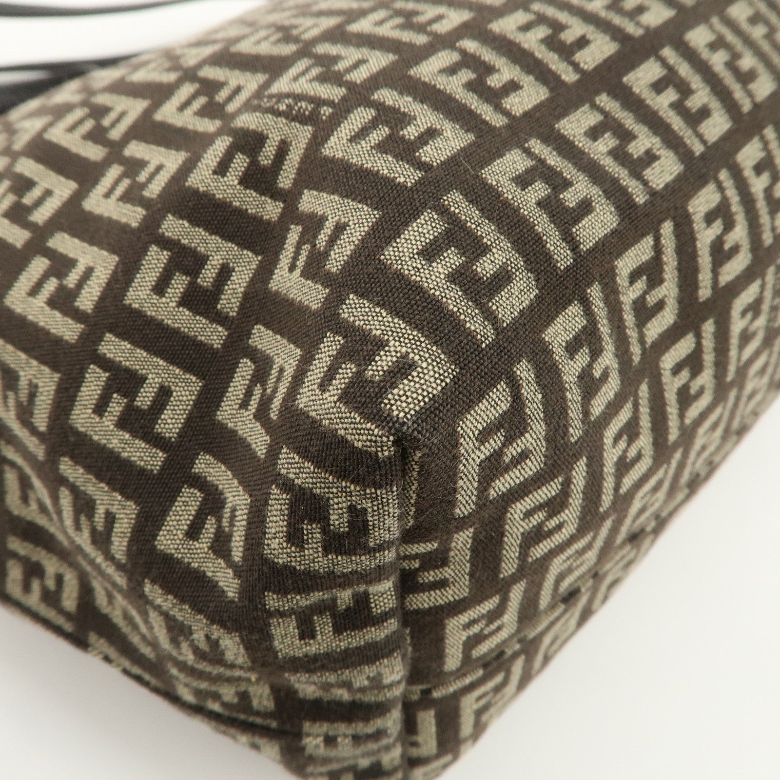 FENDI Zucchino Canvas Leather Tote Bag Beige Brown 8BH104