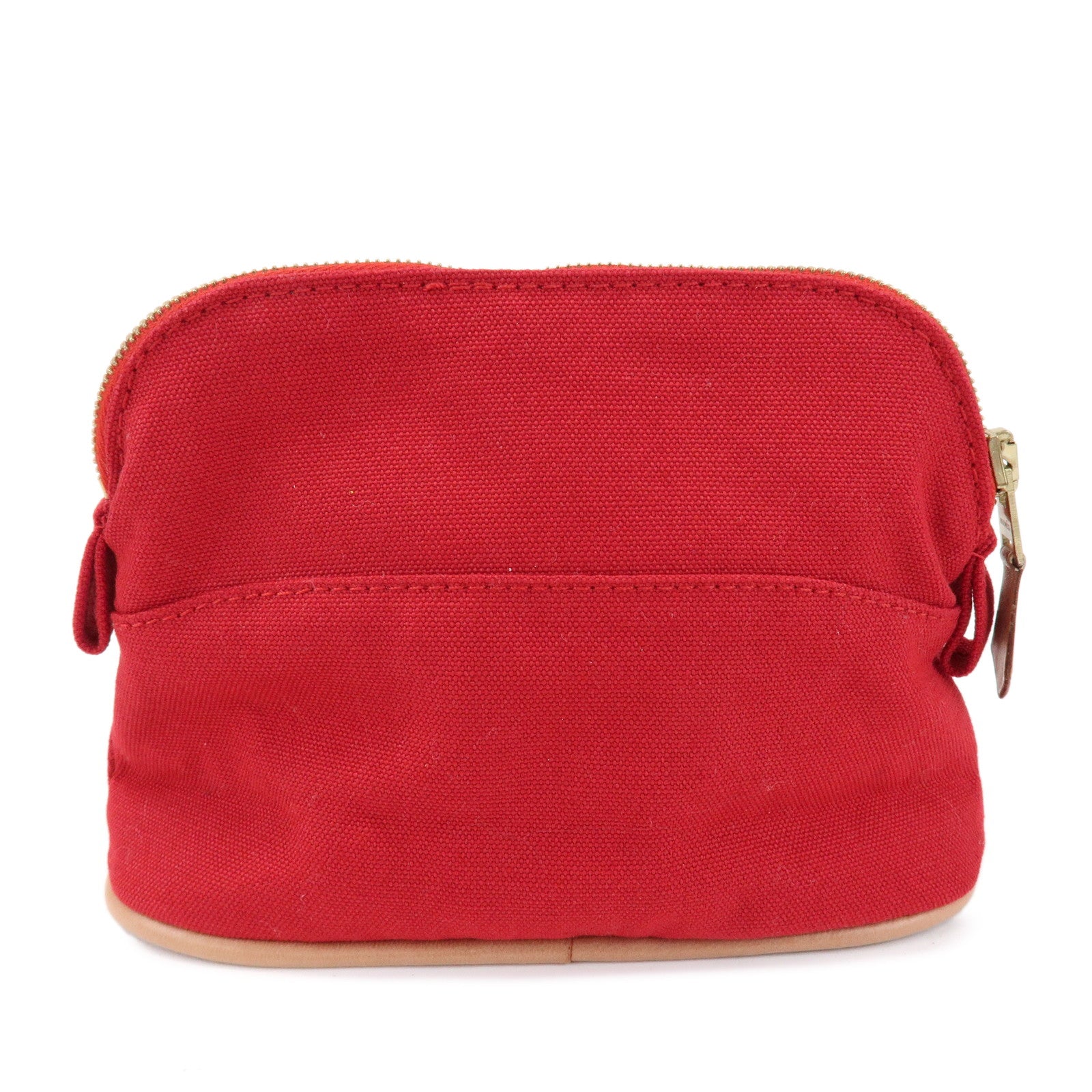 HERMES Canvas Leather Bolide Mini Mini Pouch Cosmetic Pouch Red