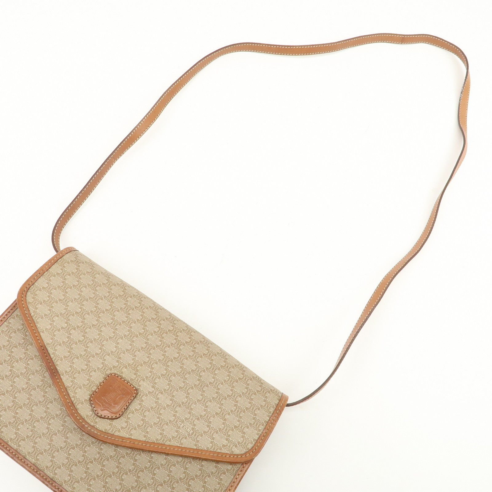 CELINE C Macadam 2Way Bag Shoulder Bag Clutch Bag Beige Brown