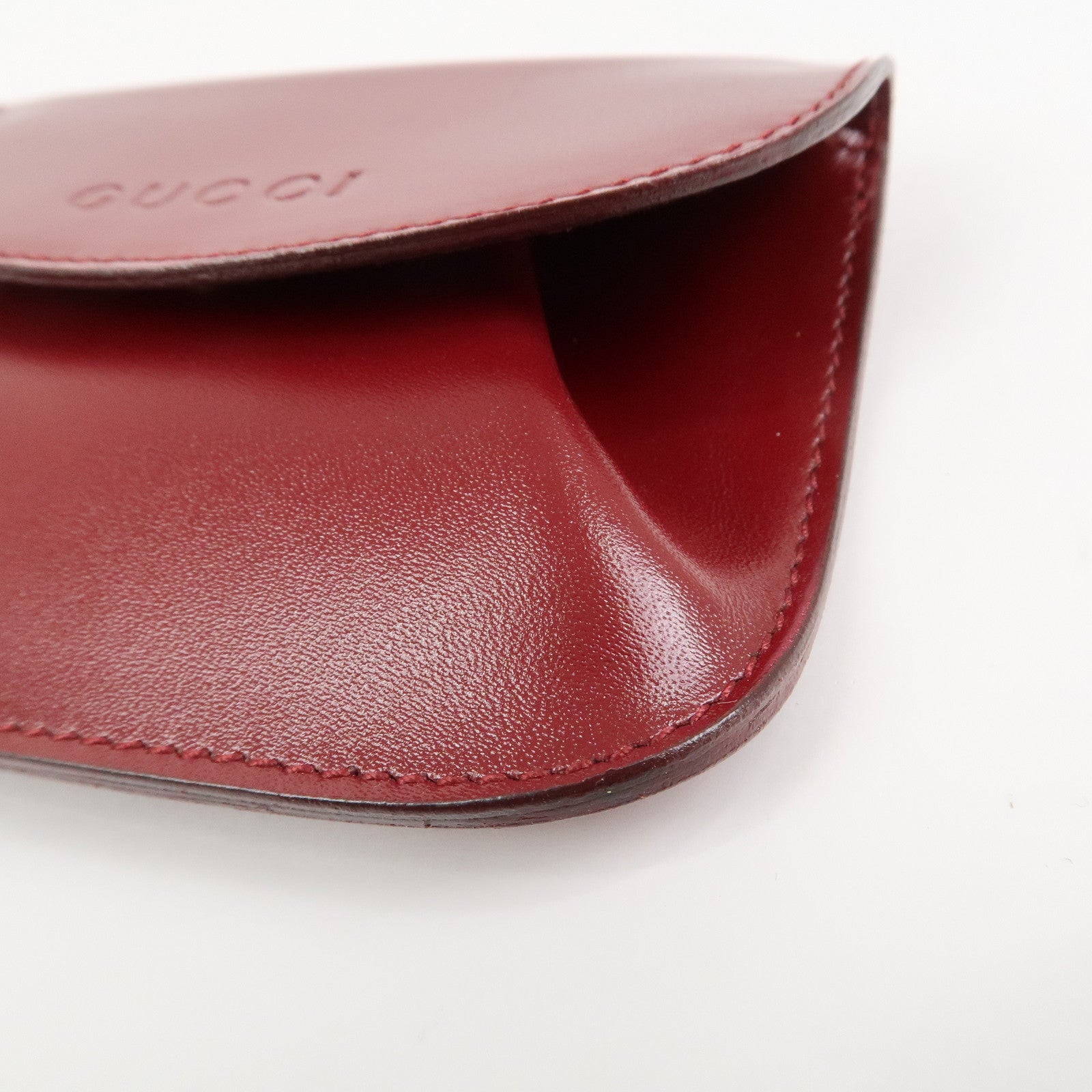 GUCCI Logo Leather Coin Case Coin Purse Red 030.2091