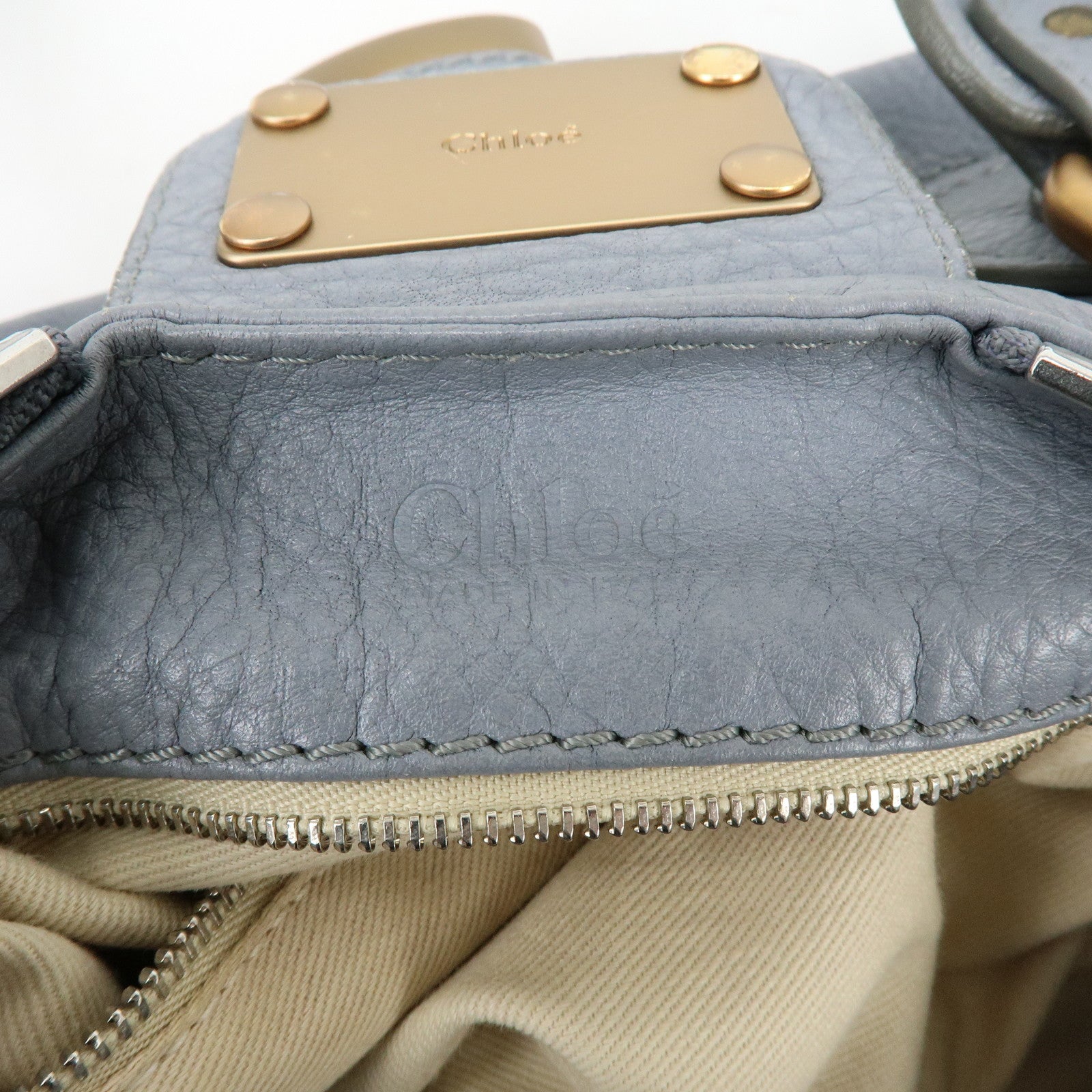 Chloe Paddington Leather Hand Bag Shoulder Bag Boston Bag Gray
