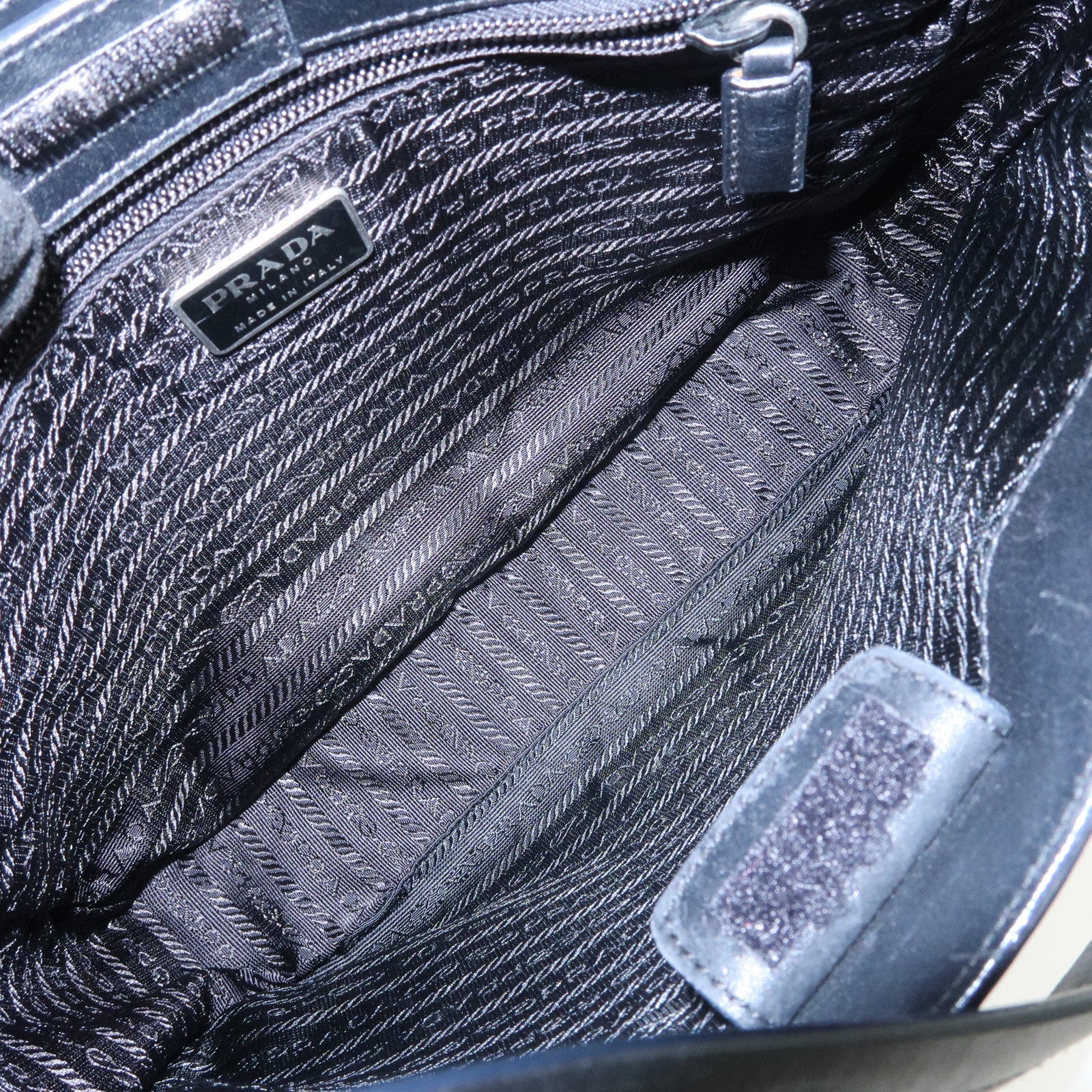 PRADA Logo Leather Shoulder Bag Crossbody Bag Black