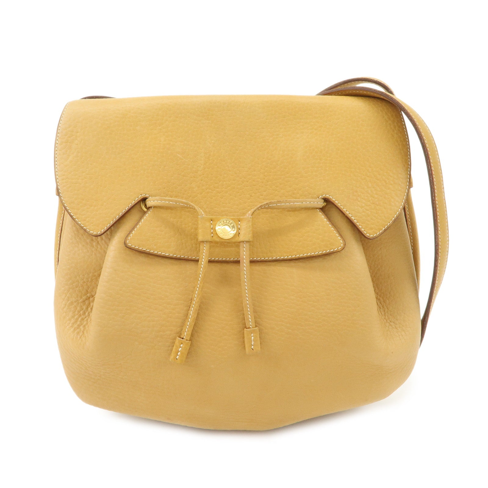 HERMES Fjord Leather Shoulder Bag OI Stamped Light Brown