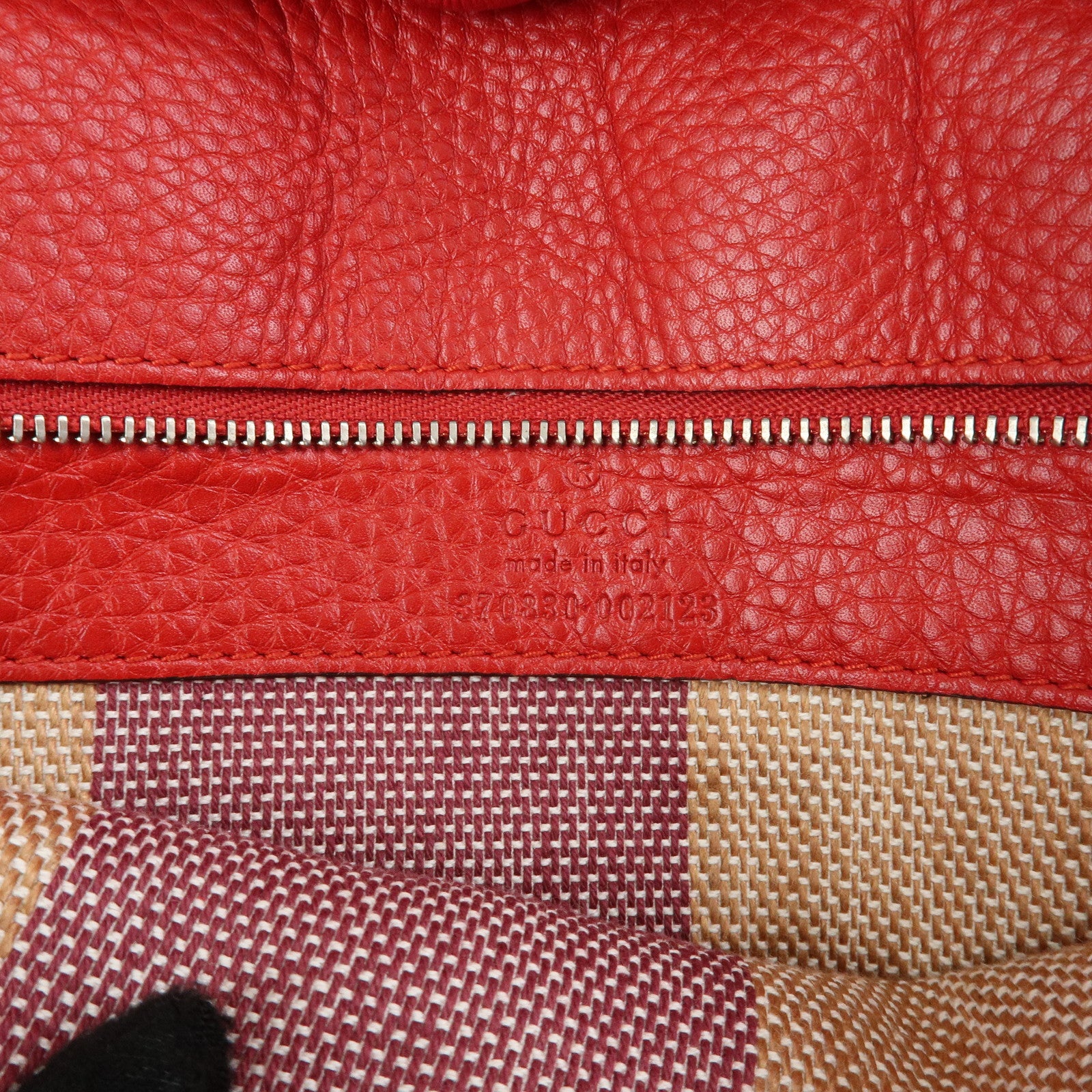 GUCCI Bamboo Leather 2Way Bag Hand Bag Shoulder Bag Red 370830
