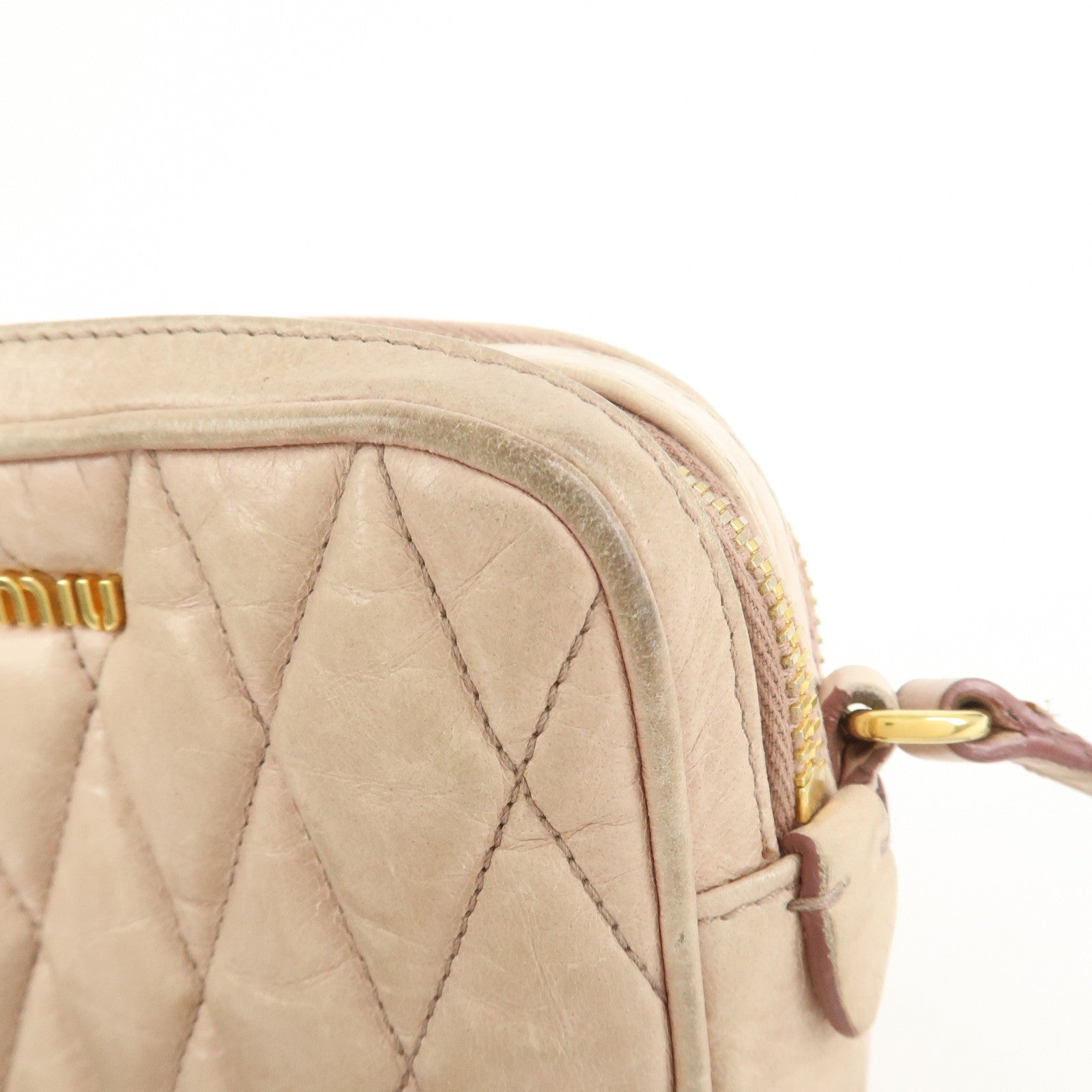 MIU MIU Leather Shoulder Bag Crossbody Bag Light Pink 5BH543