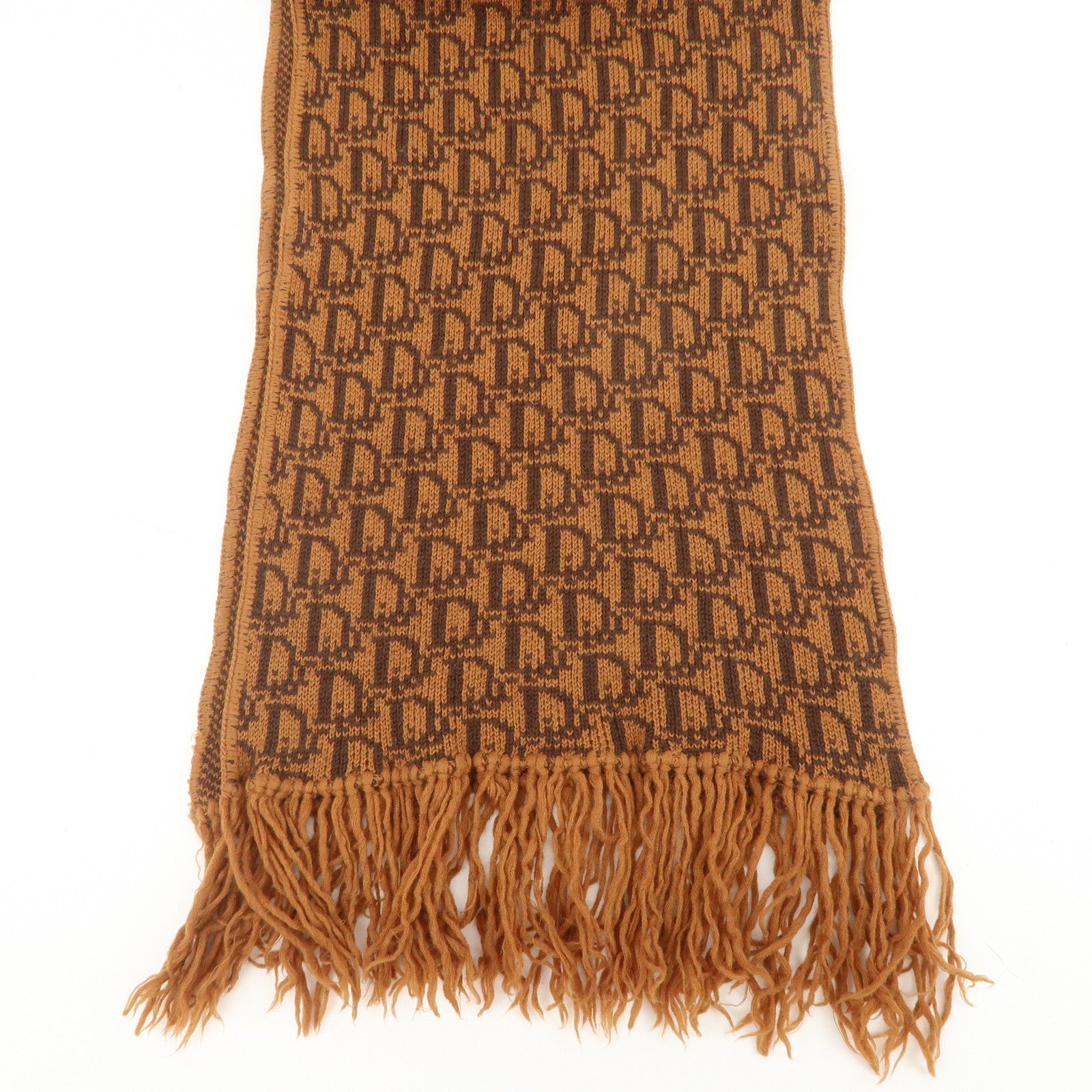 Christian Dior Trotter Wool 100% Scarf Brown