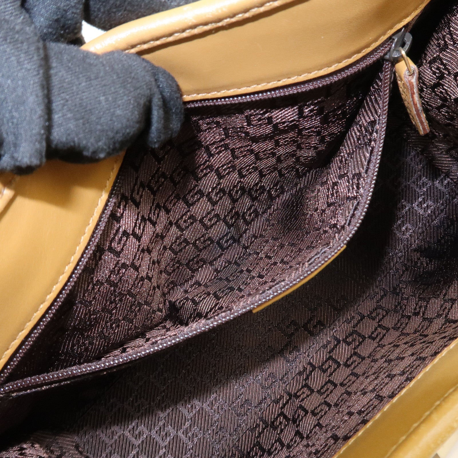 GUCCI Jackie Suede Leather Shoulder Bag Hand Bag Camel 002･1068