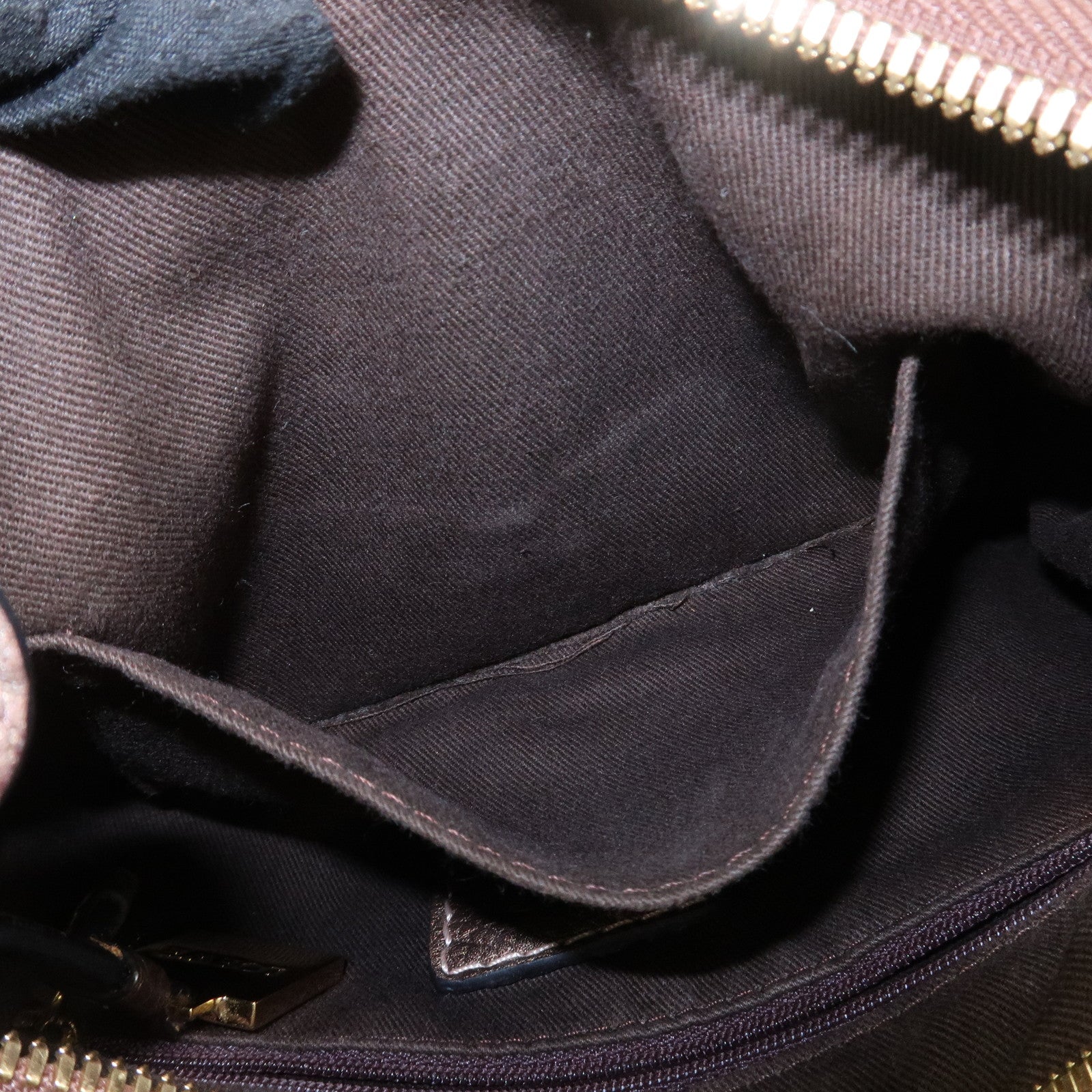 LOEWE New Road Line Logo Canvas Leather Shoulder Bag Brown Beige