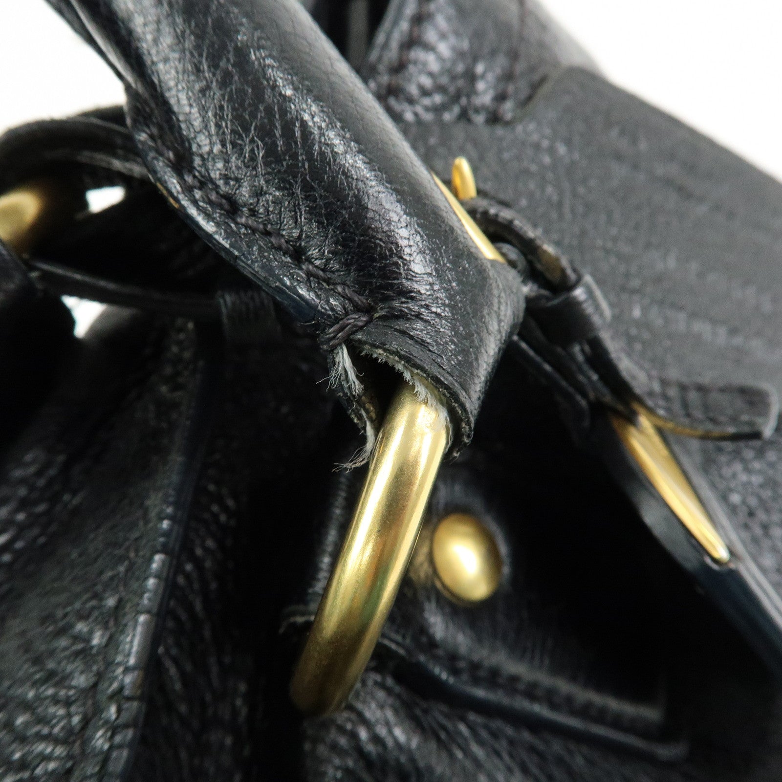 PRADA Logo Leather 2Way Bag Hand Bag Shoulder Bag Black BR4083